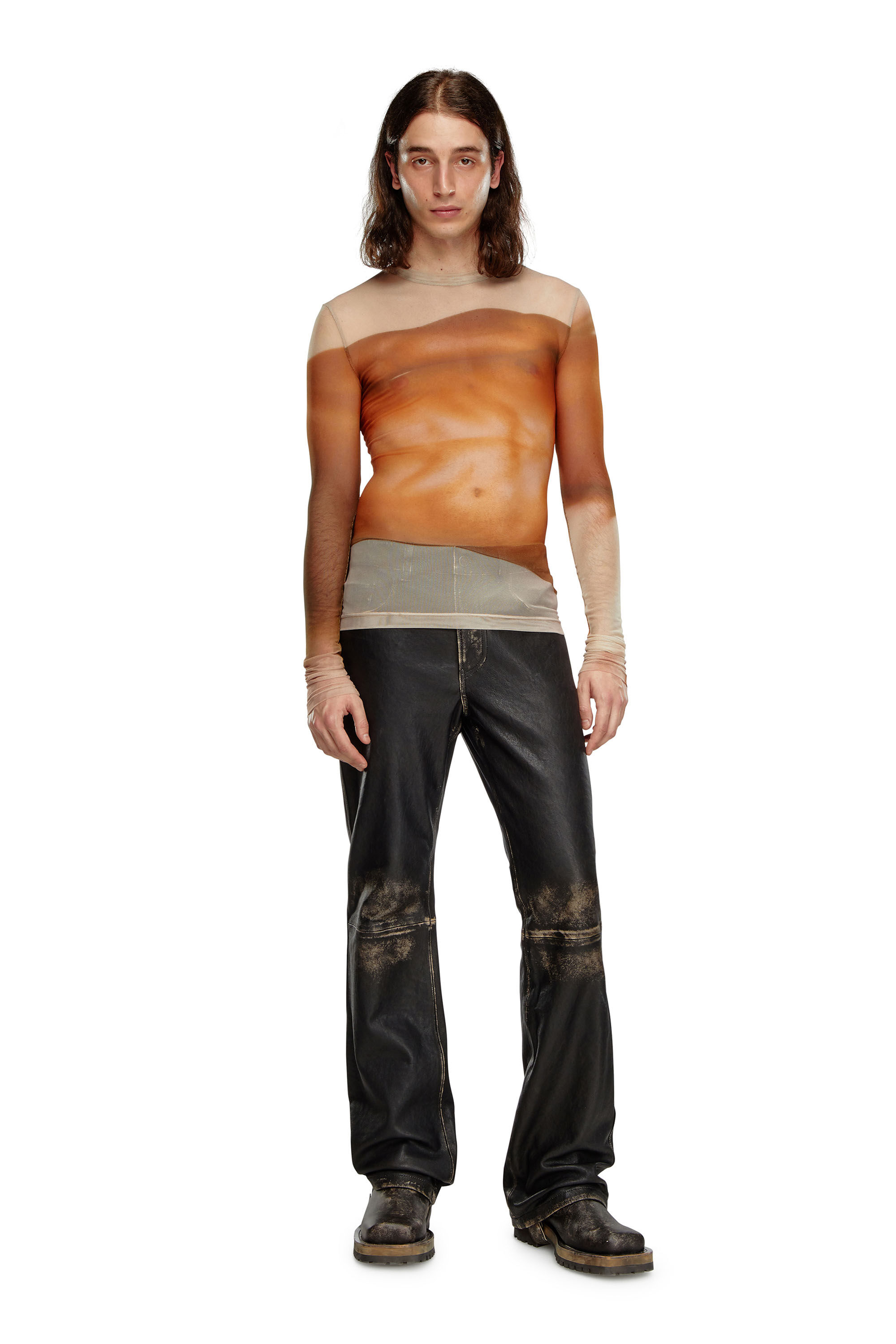 Women's Tulle T-shirt with close-up prints | Pink | Diesel