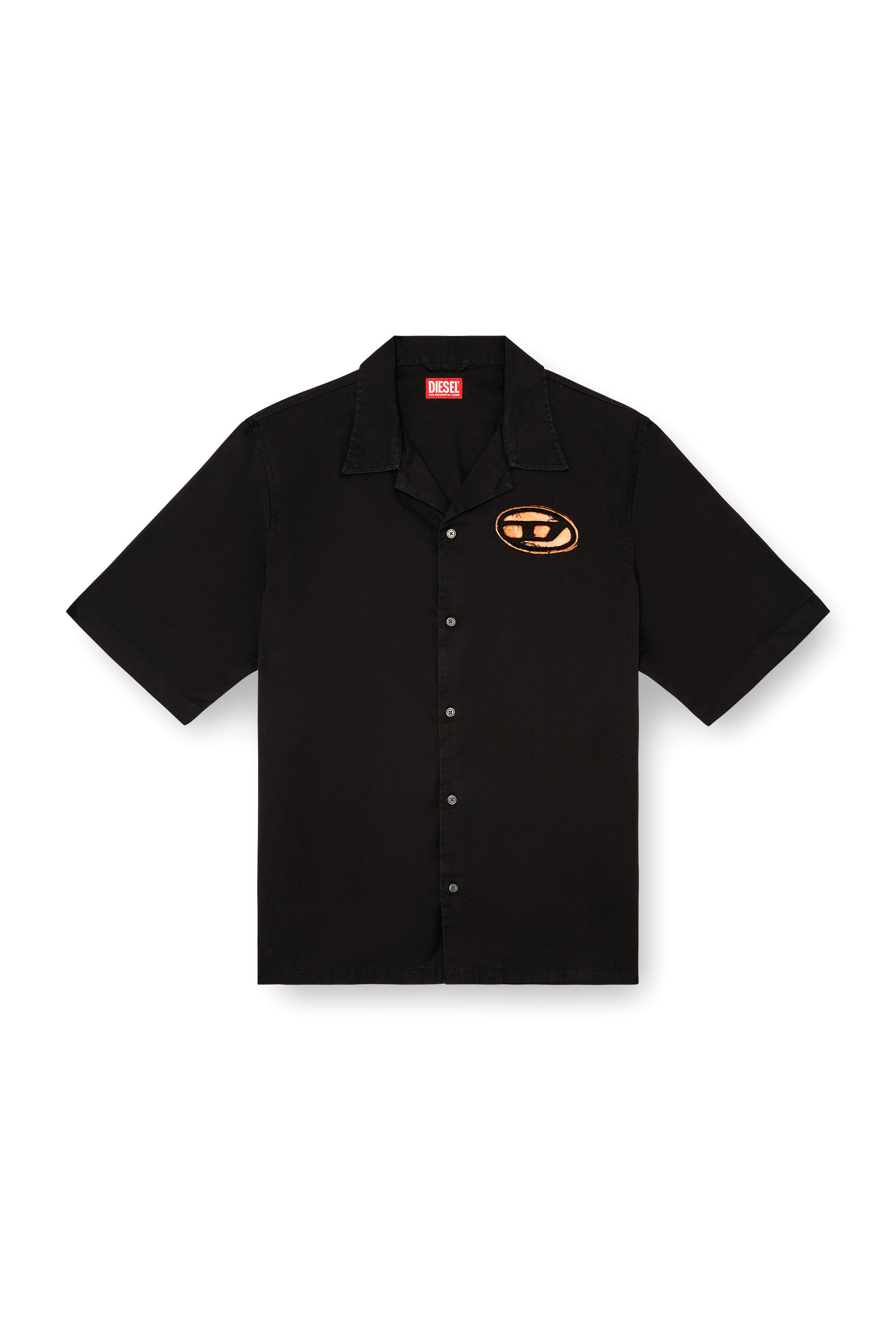 Men's Bowling shirt with bleached effect | Black | Diesel