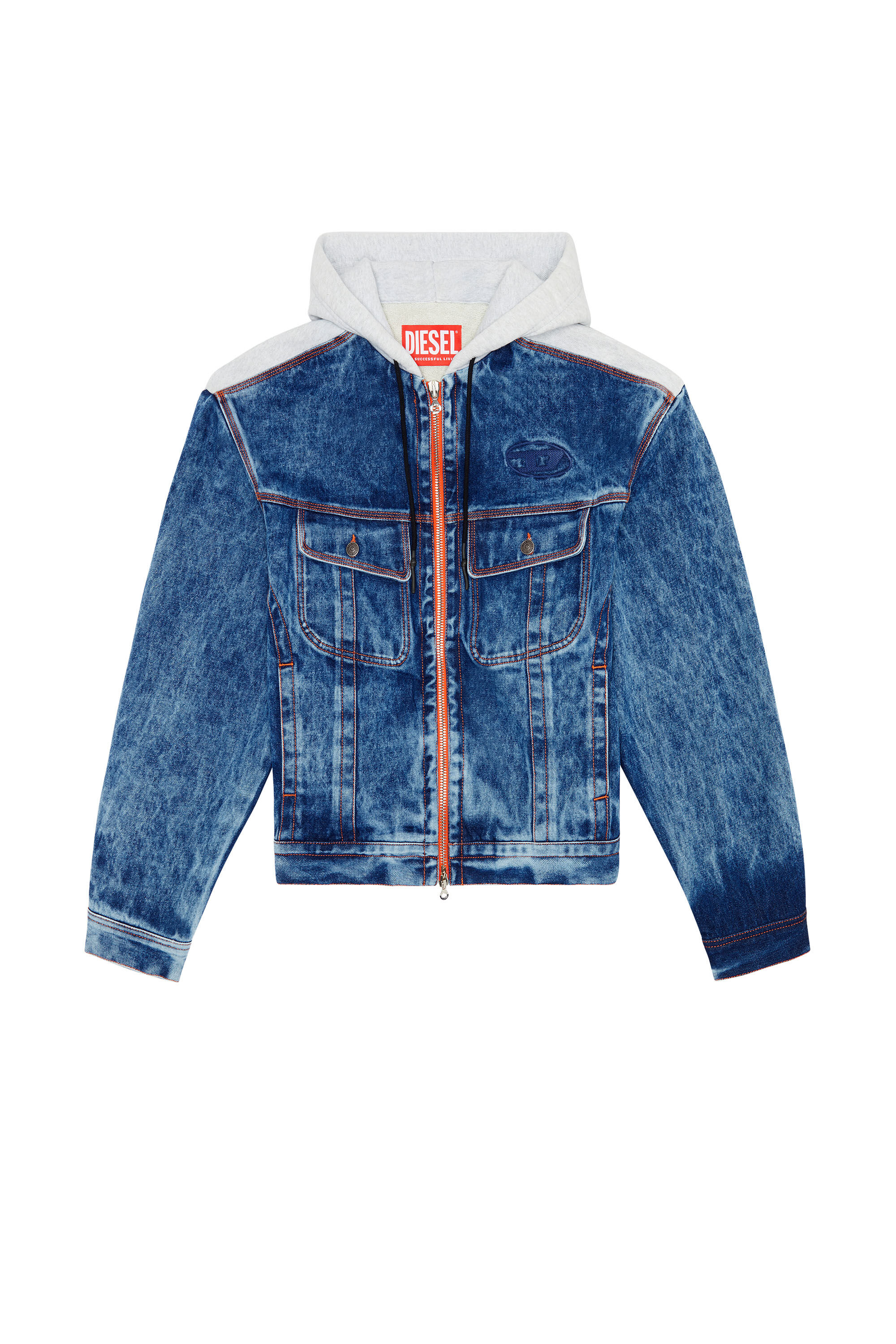 D-LILL-ONE Man: Jacket-hoodie in denim and jersey | Diesel