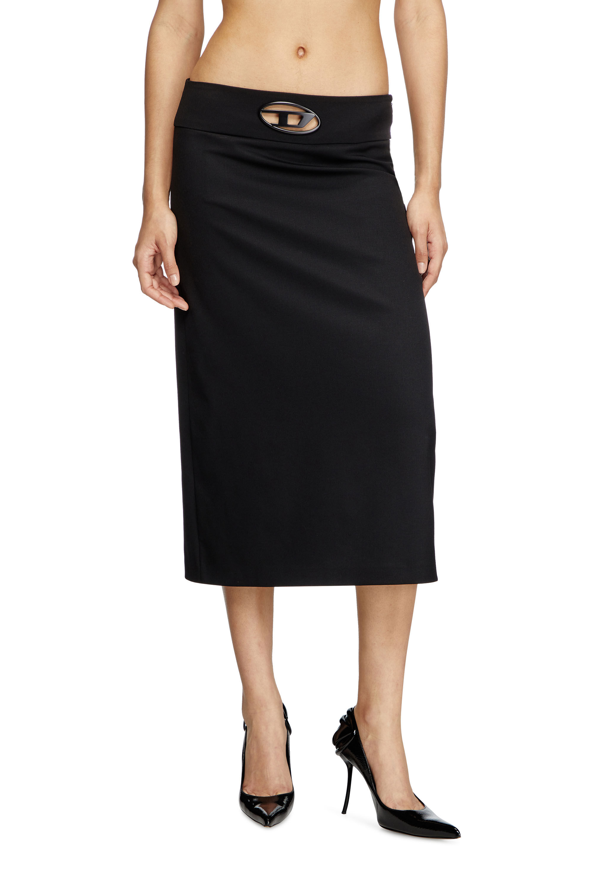 Diesel - O-SEUS, Falda midi en forma de A Mujer in Negro - 3
