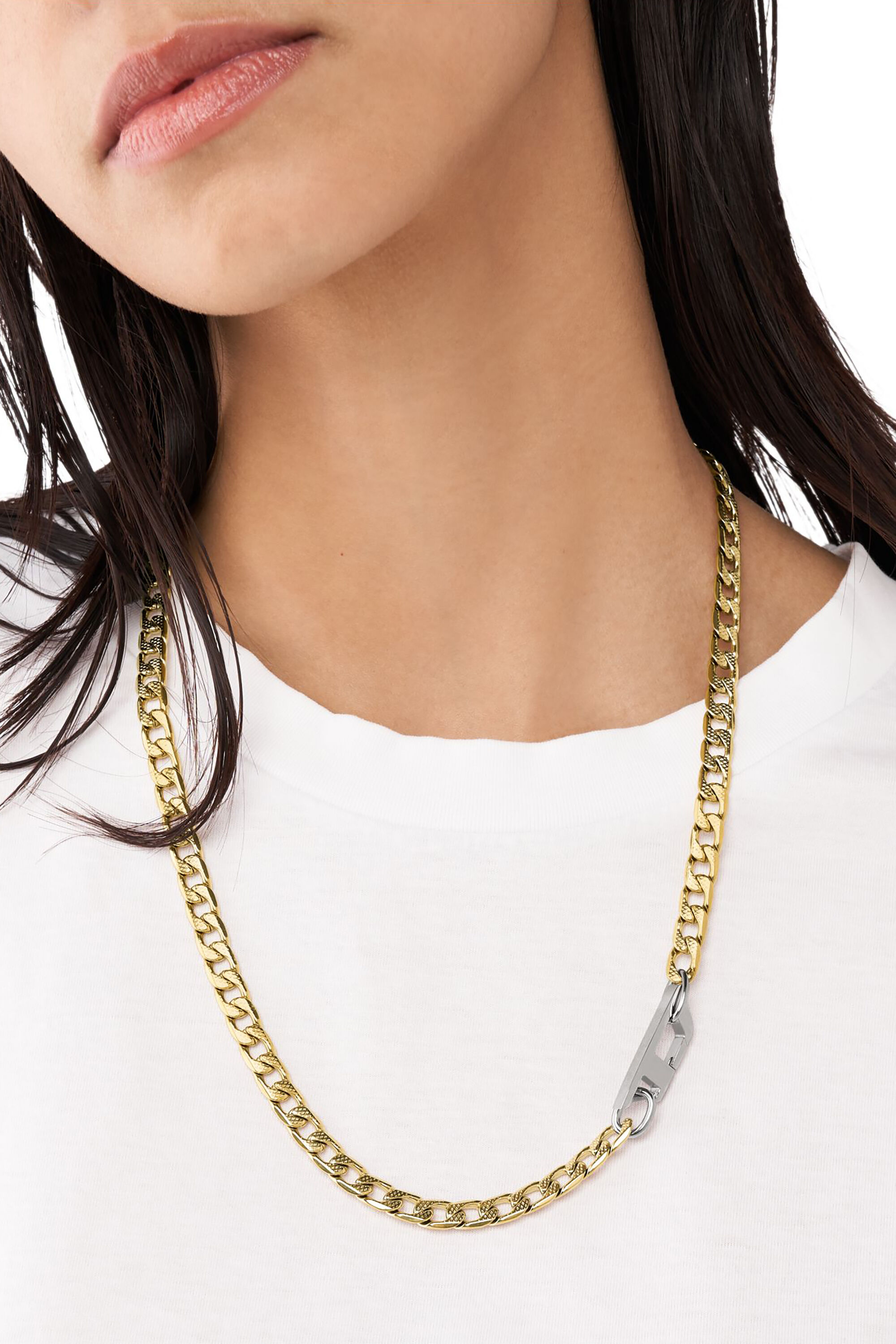 ★DIESEL★ two tone chain necklace DX1454931 Women's D Logo Two-Tone Chain Necklace | Gold | Diesel