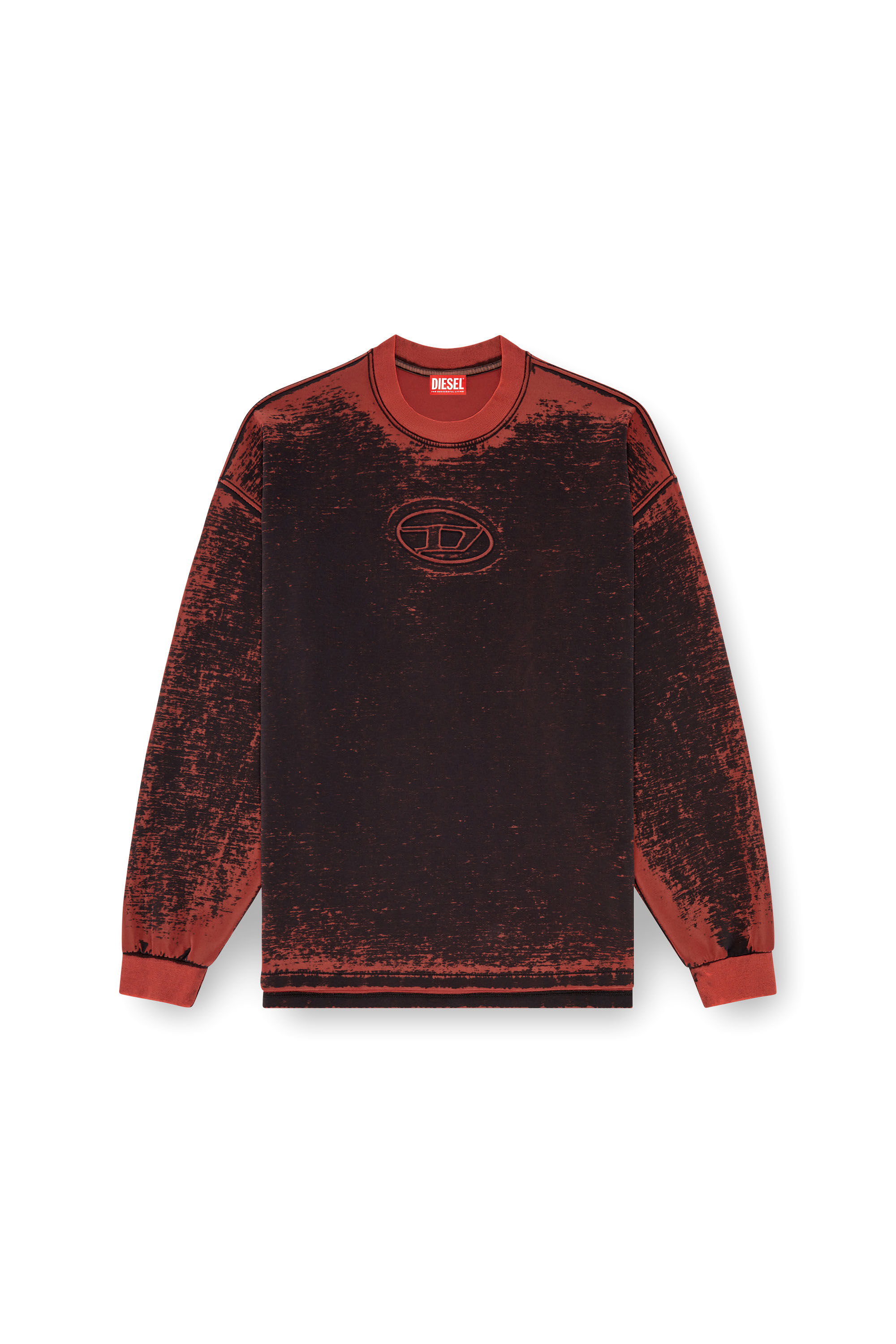 Men s Burnout sweatshirt with embossed Oval D Red Diesel