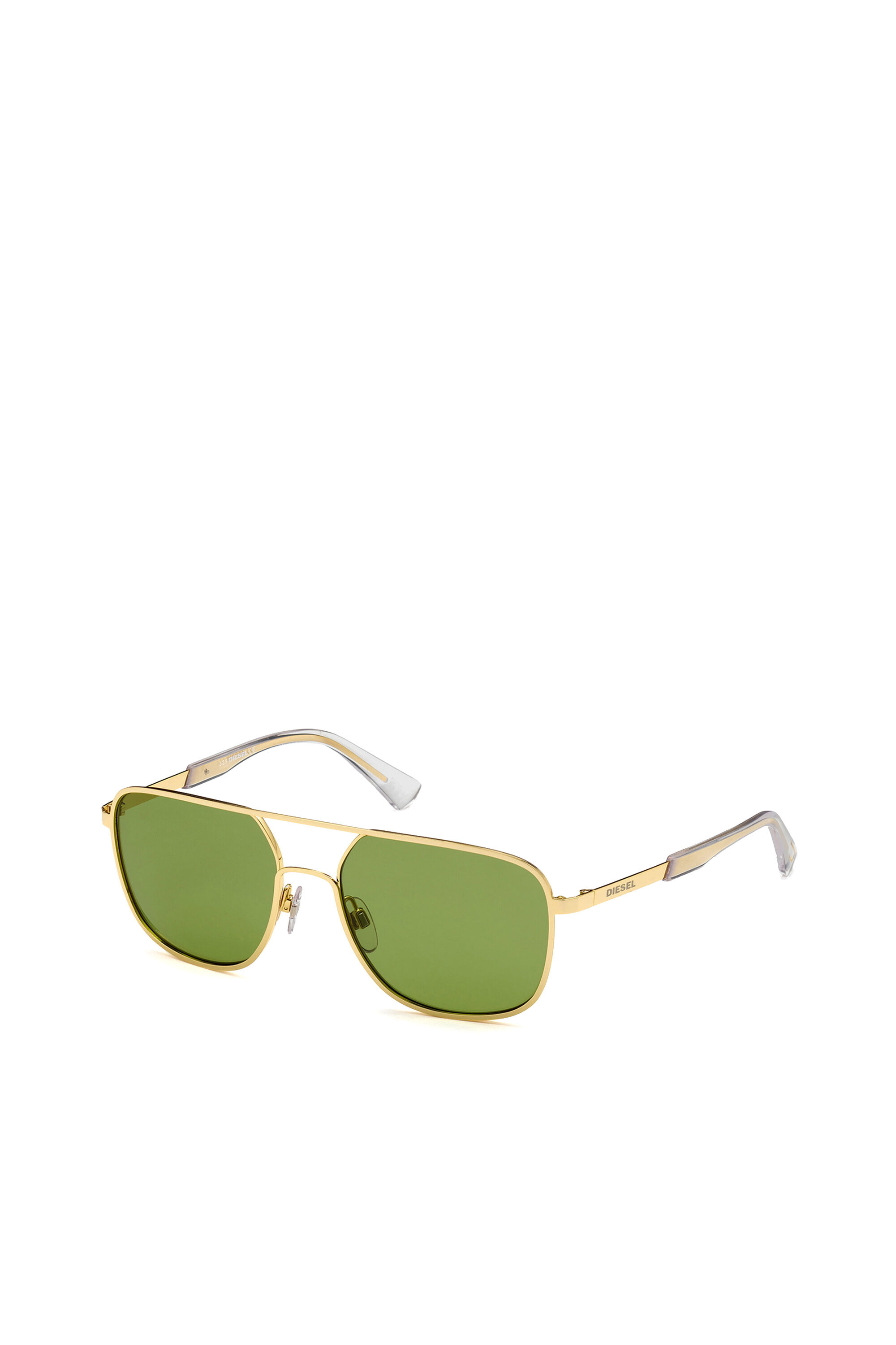 Diesel - DL0325, Man's Rectangular  glasses in metal with double bridge in Yellow - 2