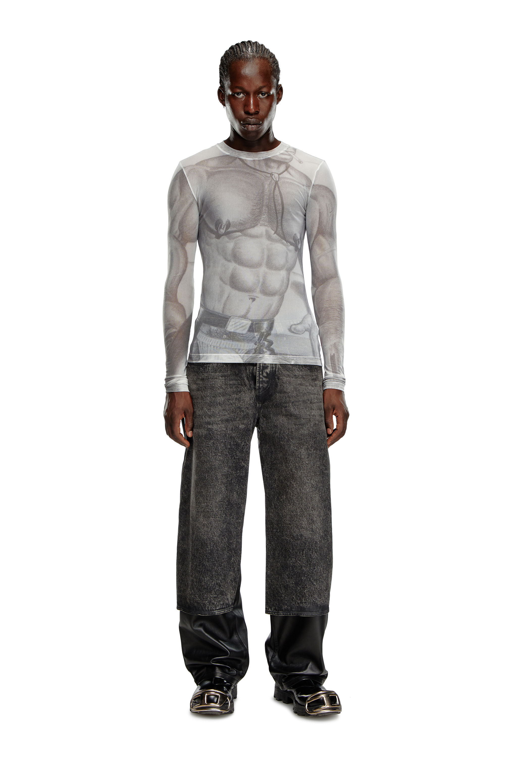 Women's Mesh top with all-over print | White | Diesel