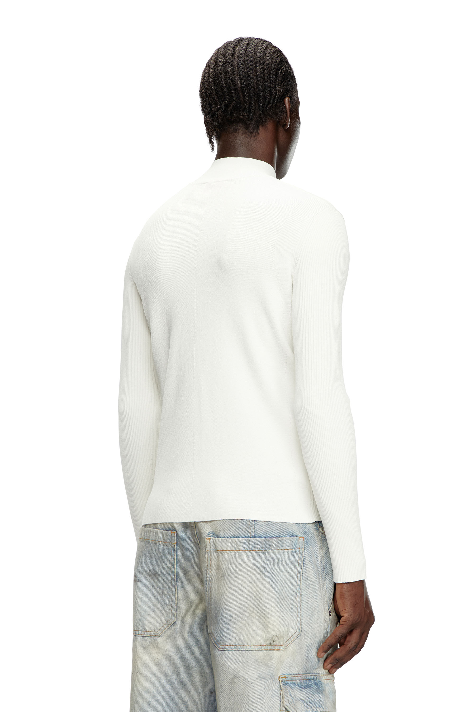 Diesel - K-ZACKARY, Man's Mock-neck jumper with Oval D in White - 5
