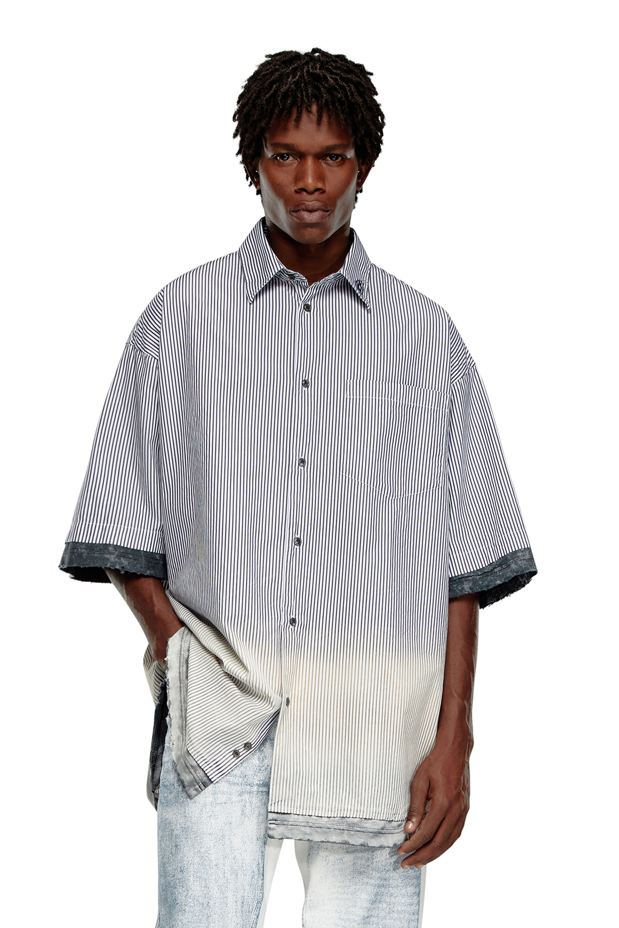 Men's T-shirt with shiny and flocked print | White | Diesel