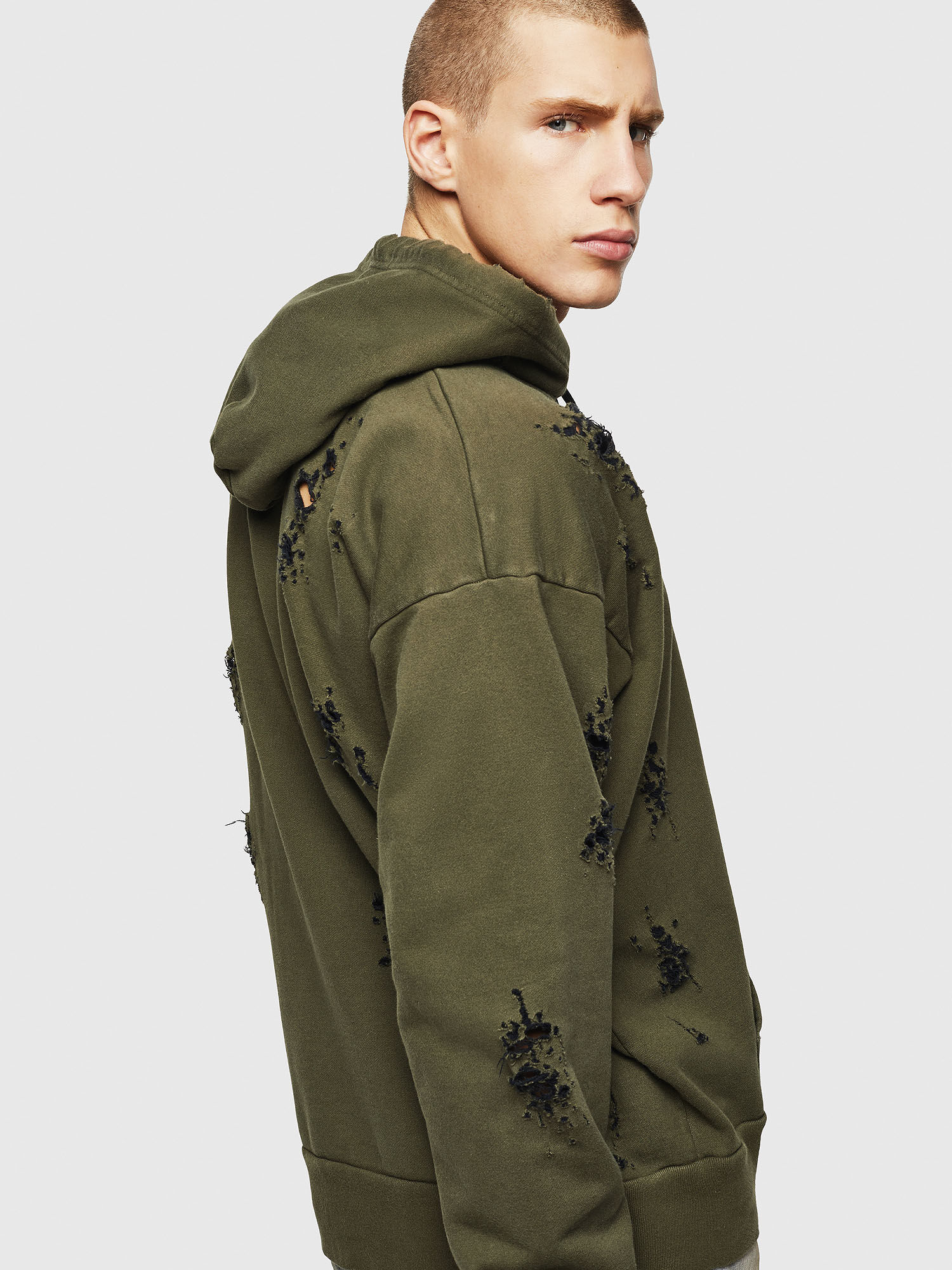 S ALBY RIP Men Logo hoodie with ripped detailing Diesel