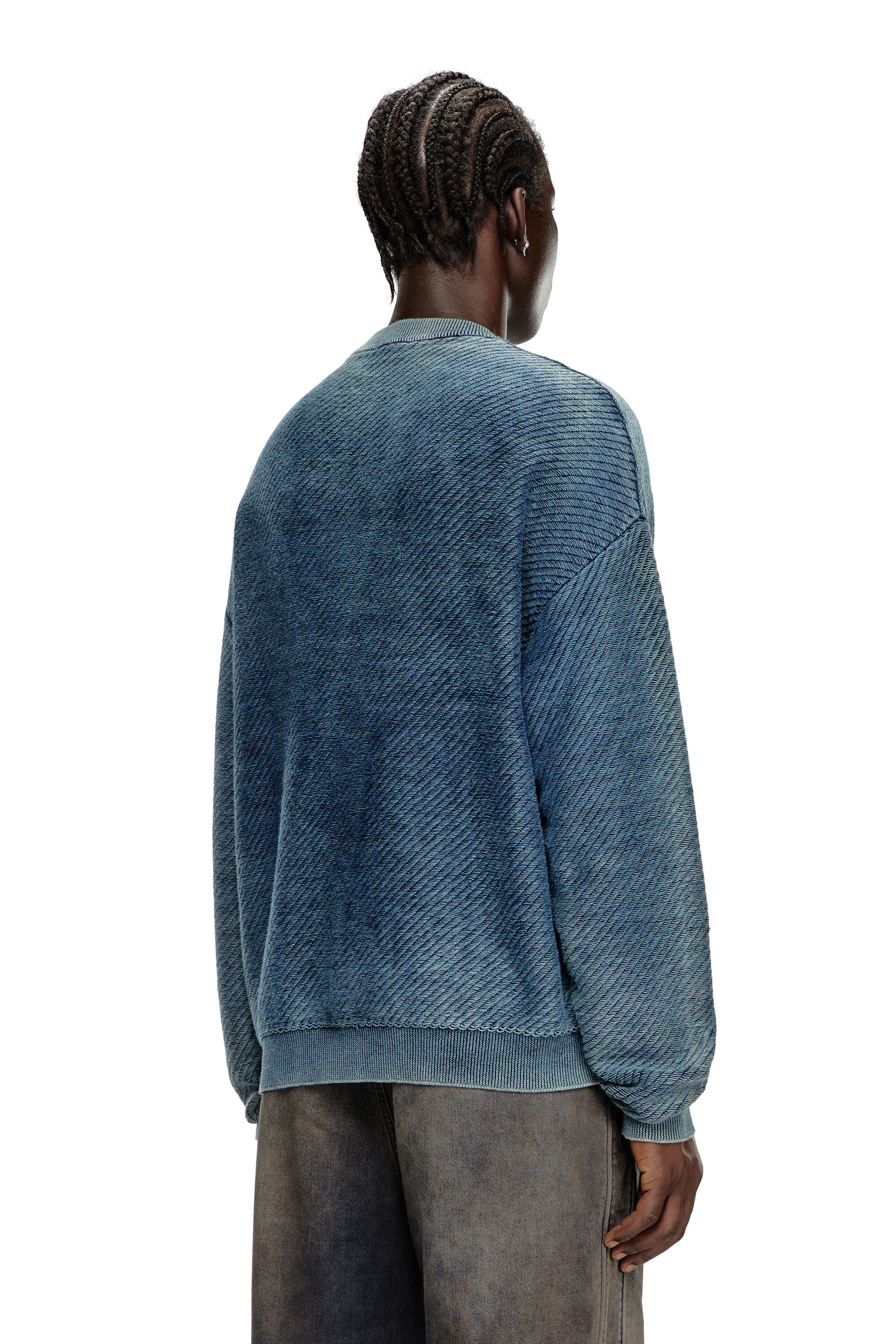 Men's Denim-effect jumper in cotton | Blue | Diesel