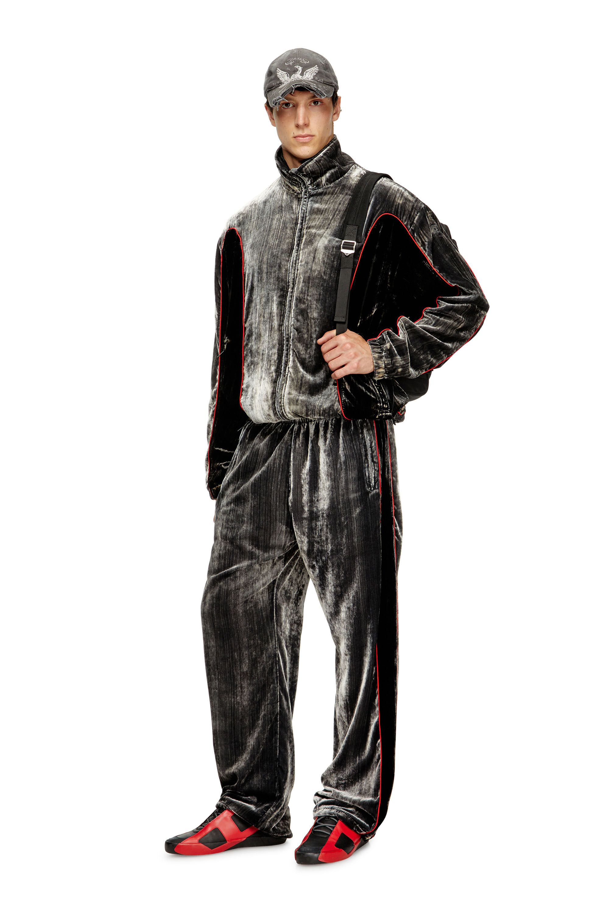 Diesel - P-HAY, Pantalones deportivos de terciopelo tratado Hombre in Gris - 1