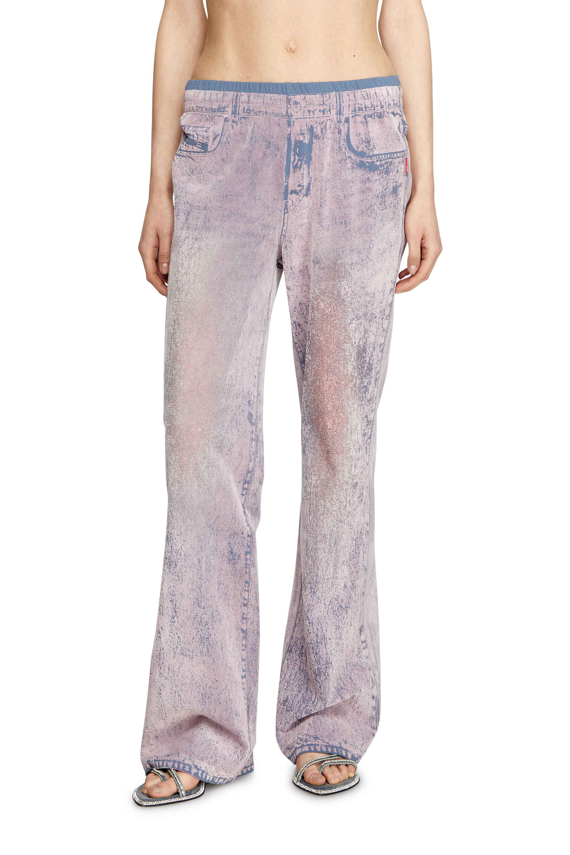Women's Wide leg sweat pants with bleach treatment | Violet