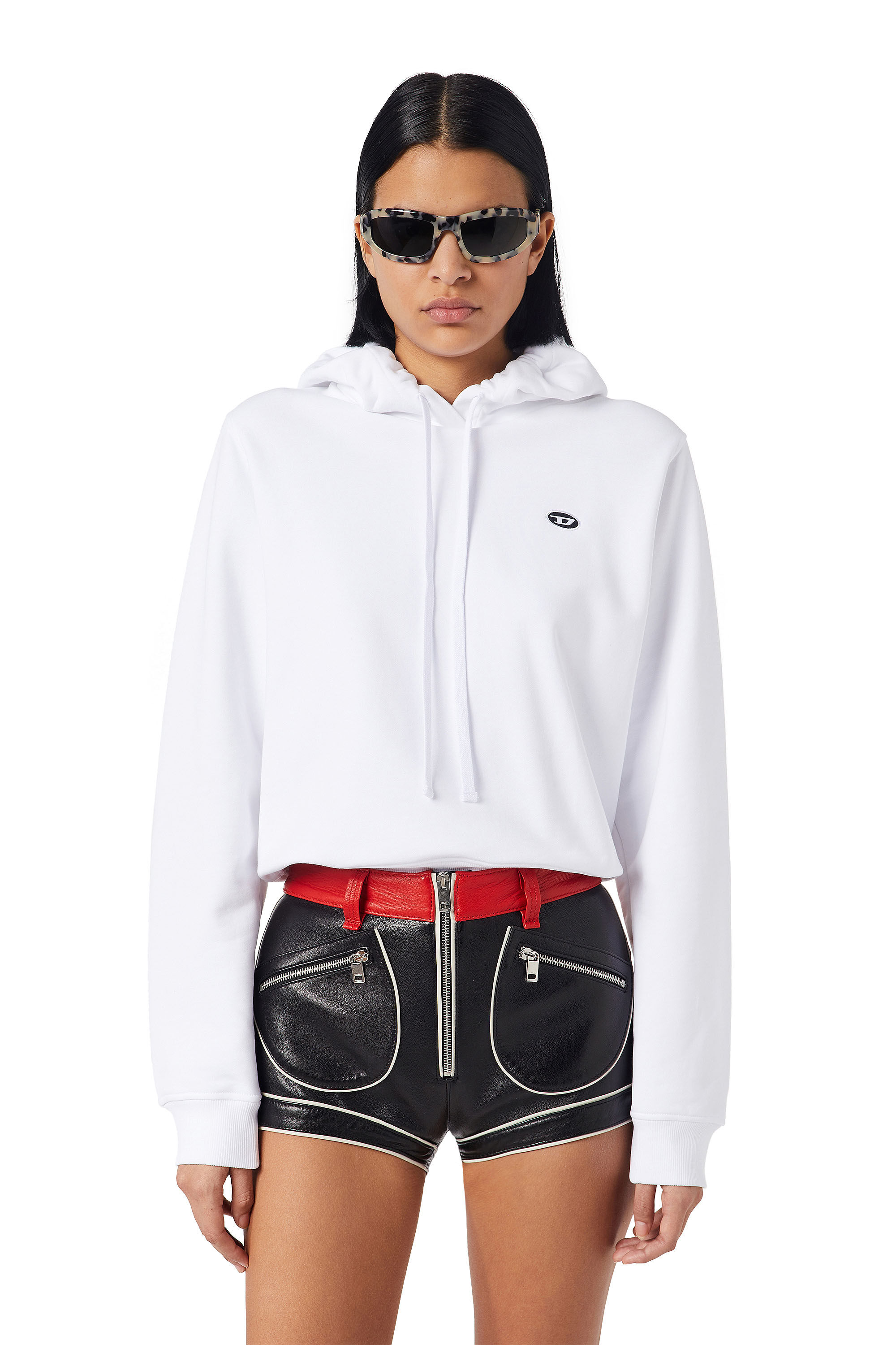 Diesel - F-REGGY-HOOD-DOVAL-PJ, Sudadera con capucha con parche con el logotipo Mujer in Blanco - 3