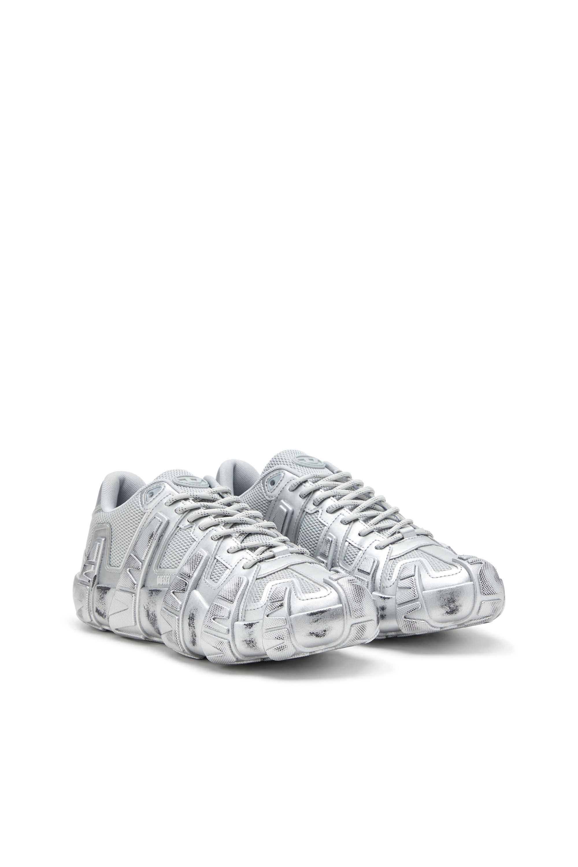 Diesel - S-D-GRIFFE LOW, Deportivas metálicas de malla y PU Hombre in Plateado - 2