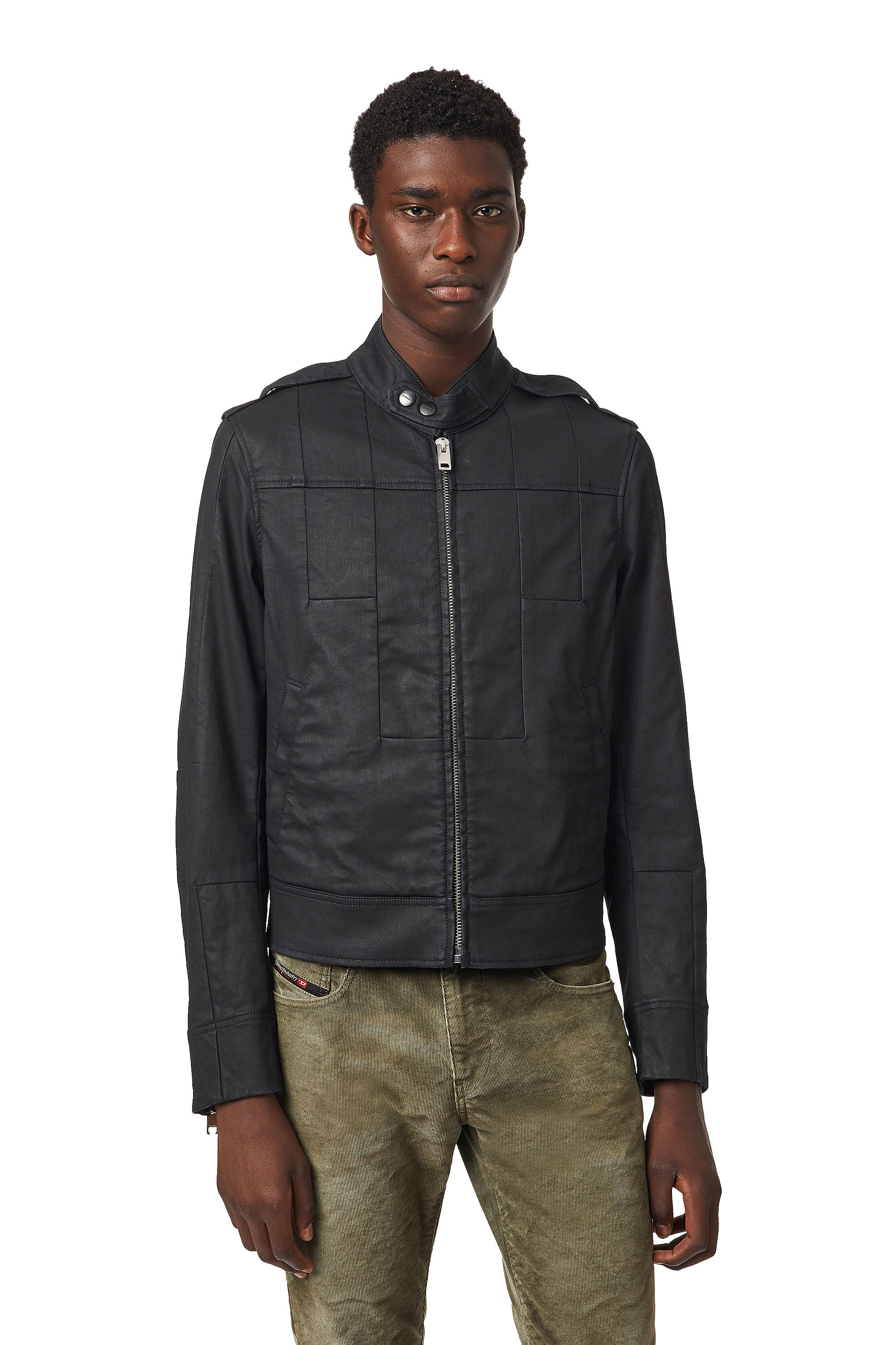 D-JEI-SP3 JOGGJEANS Man: Moto jacket in coated JoggJeans® | Diesel