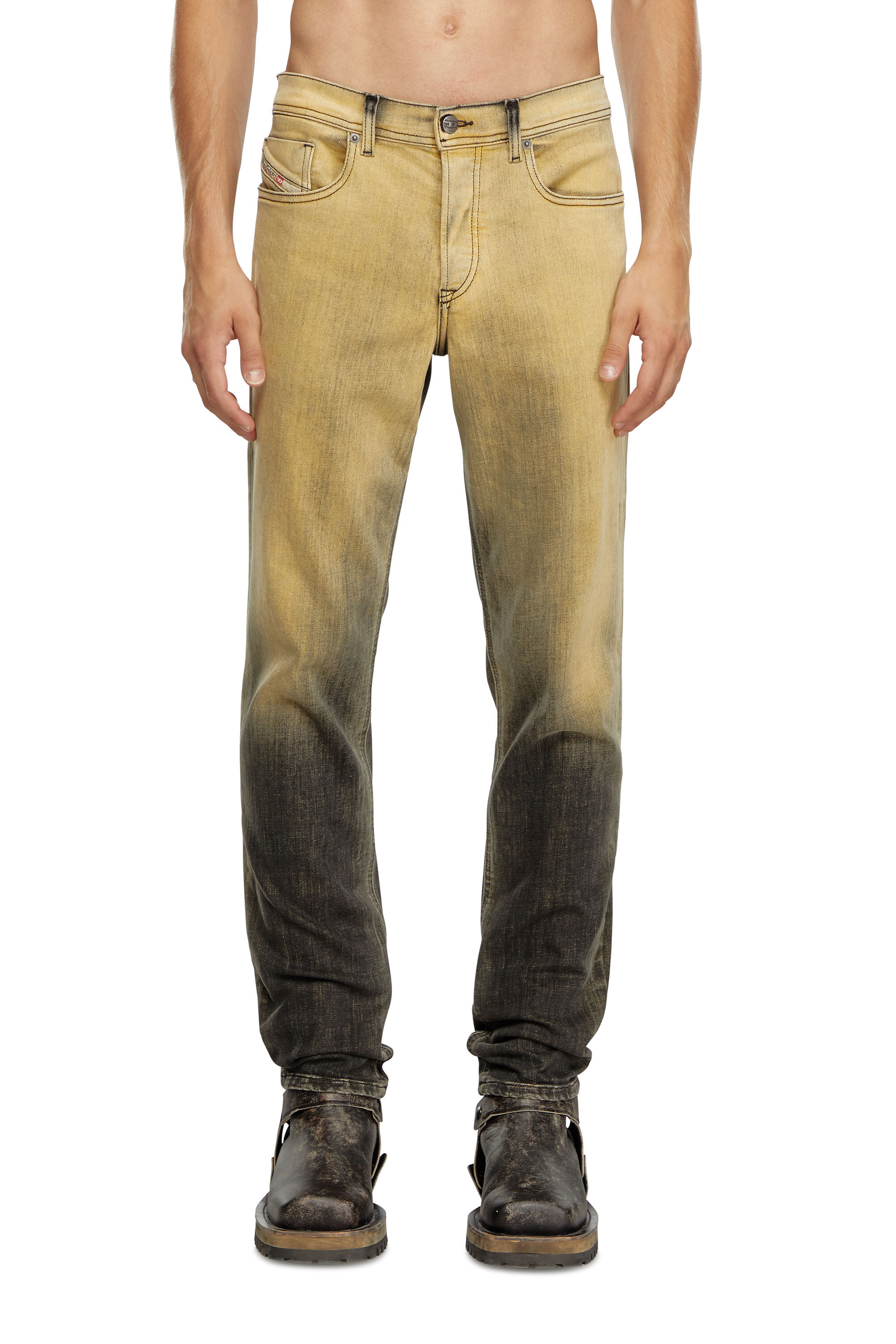 Diesel - Tapered Jeans 2023 D-Finitive 09J85 Hombre, Negro/Amarillo - 3