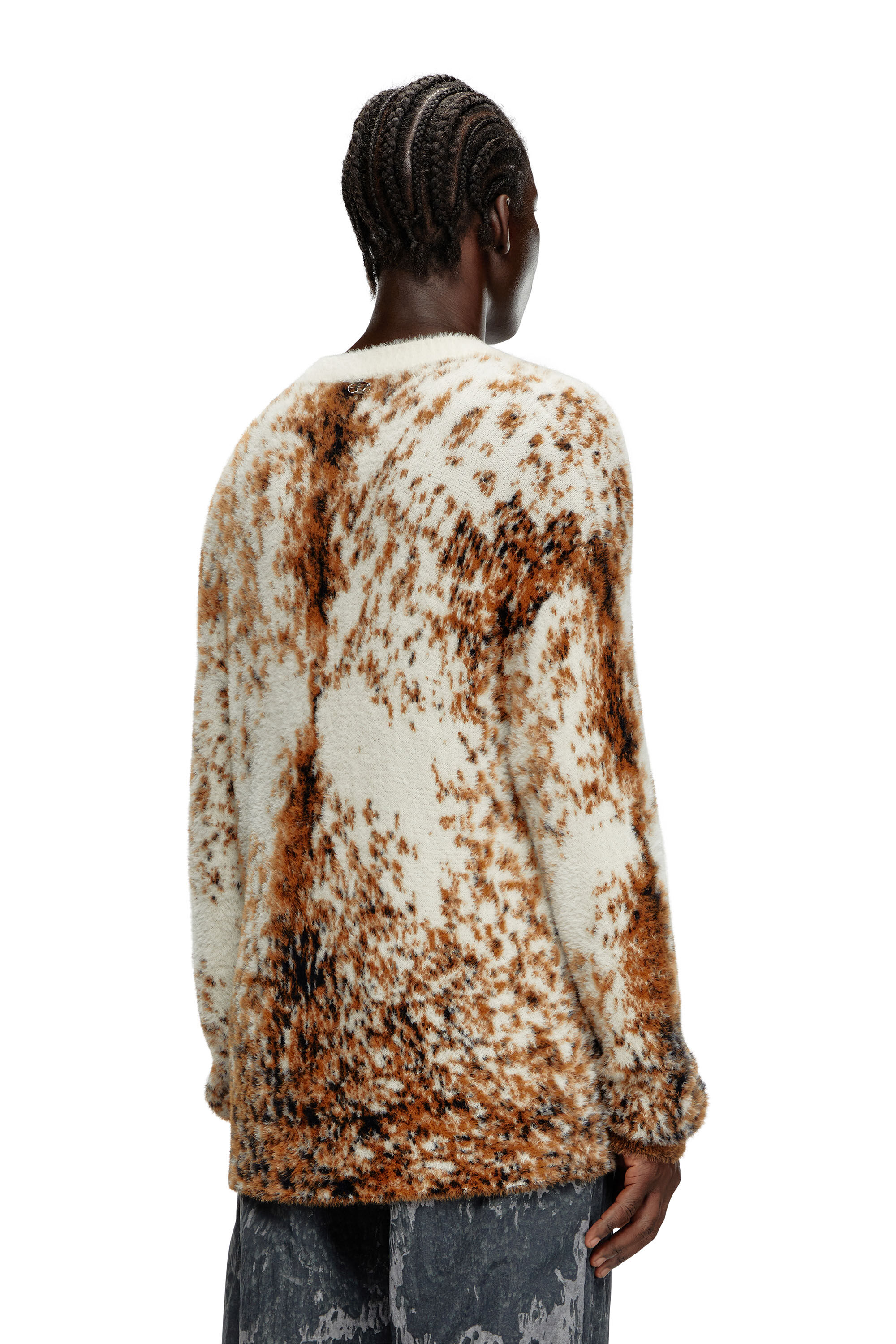 Men's Fluffy jumper with animalier pattern | Brown | Diesel