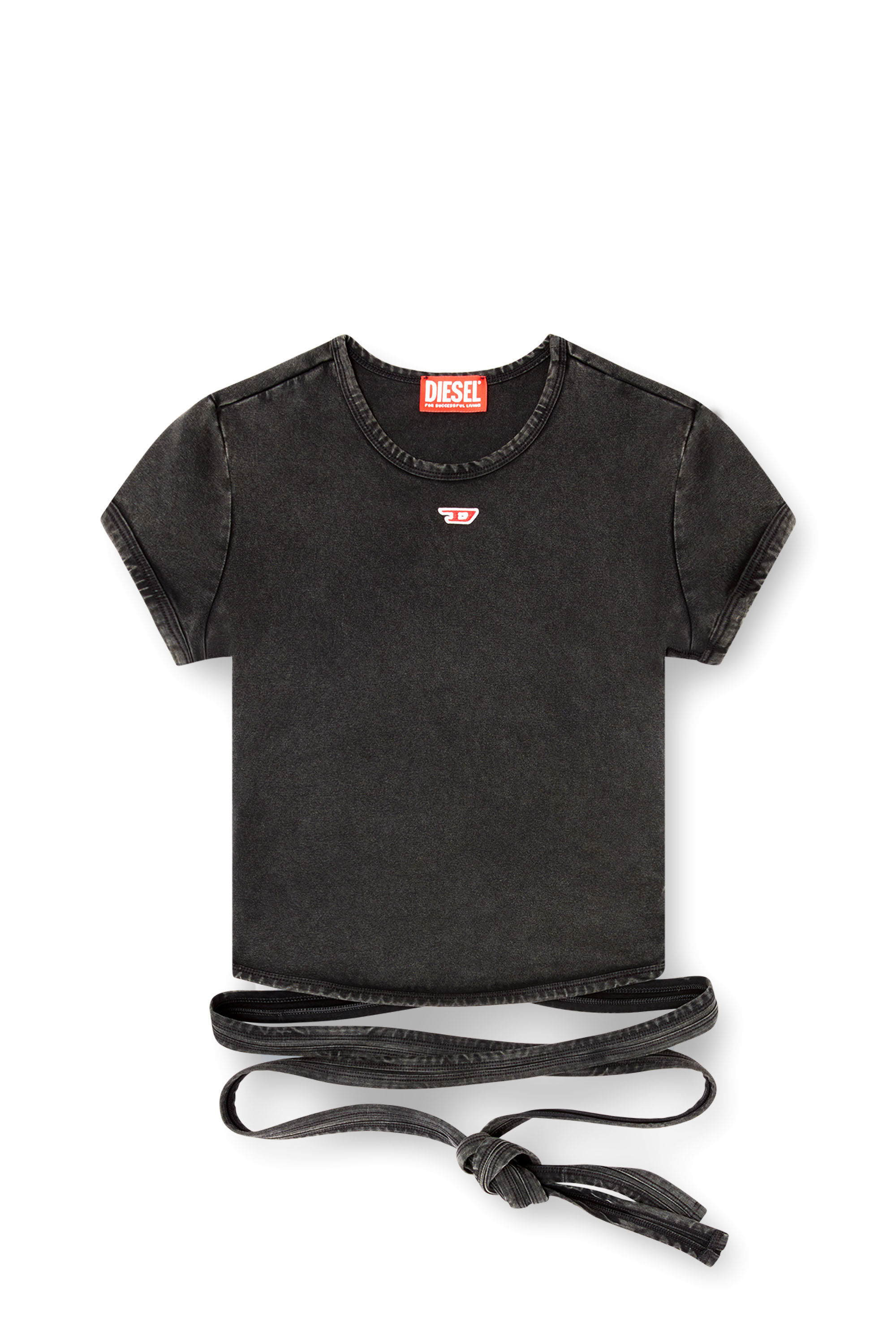 DIESEL t-bunny-tail ラップタイド Tシャツ T-BUNNY-TAIL T-shirt with wrap ties｜ホワイト｜ウィメンズ