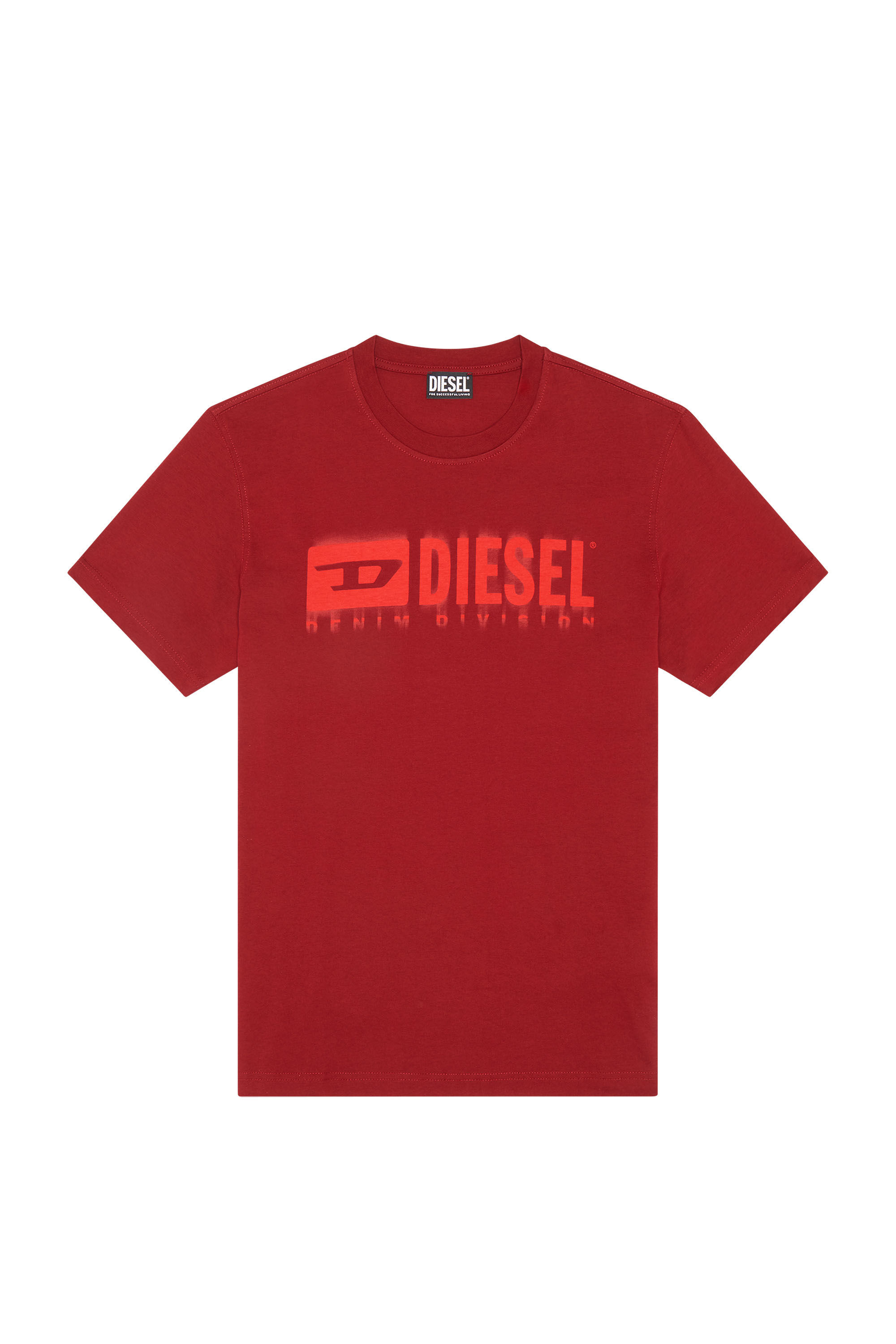 Men's T-shirt with smudged logo print | Red | Diesel