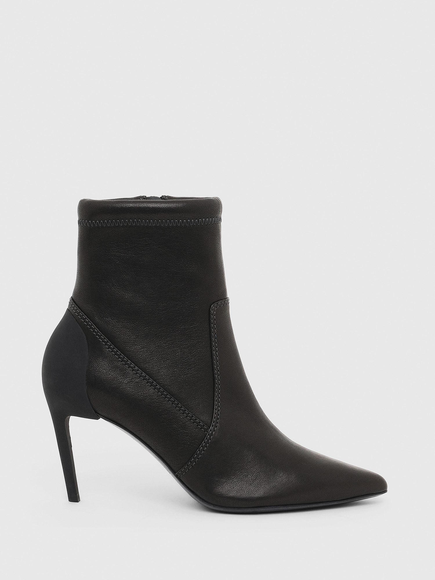 shiny black ankle boots