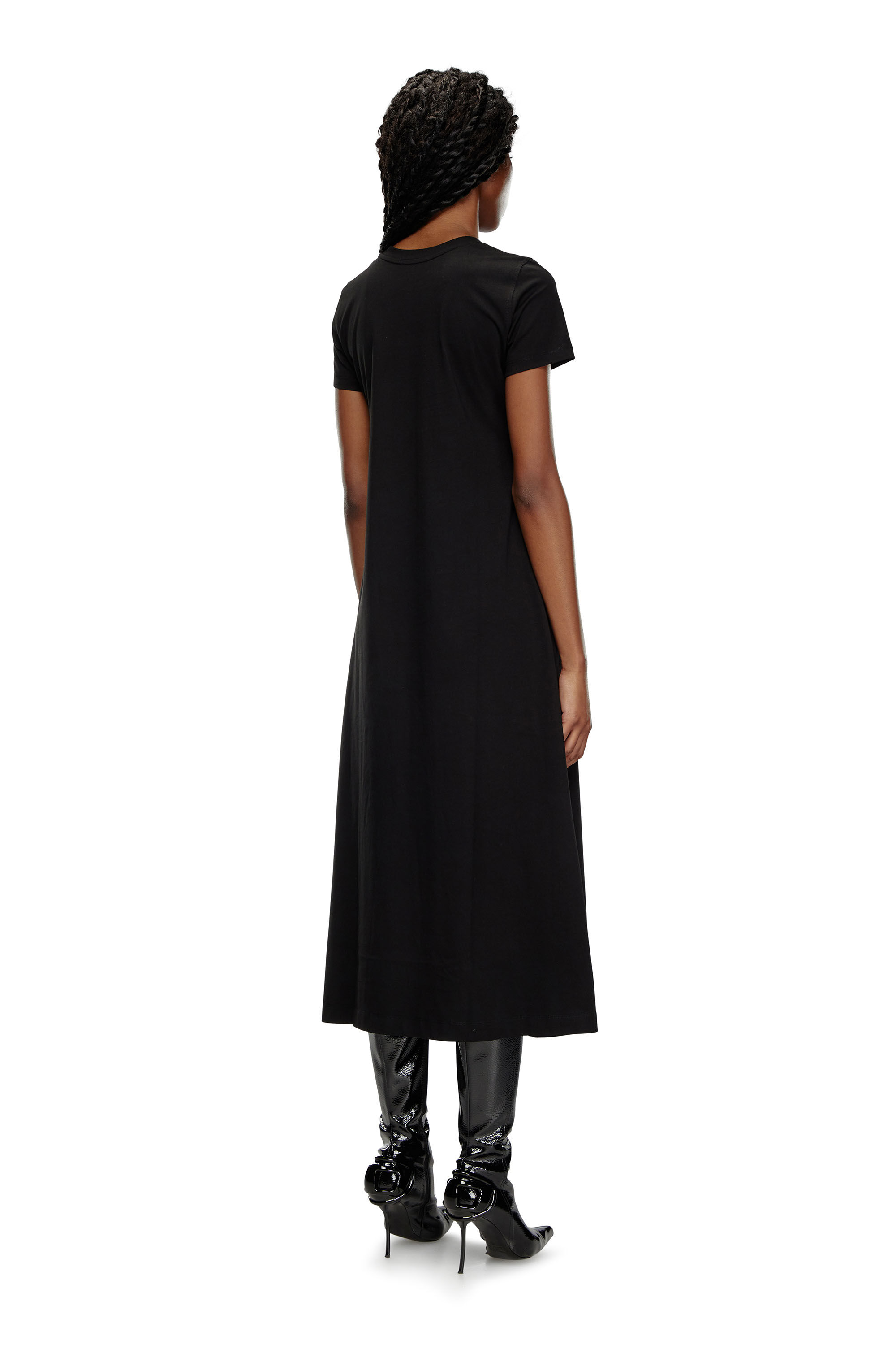 Diesel - D-ALIN-OD, Vestido camiseta con D bordada Mujer in Negro - 3