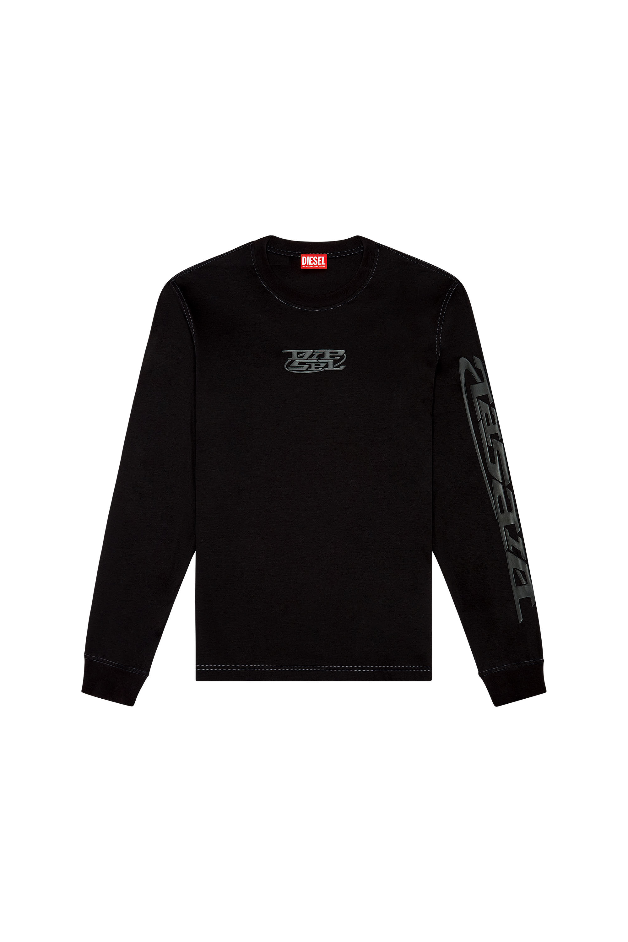 Men's Long-sleeve T-shirt with high-density prints | Black | Diesel