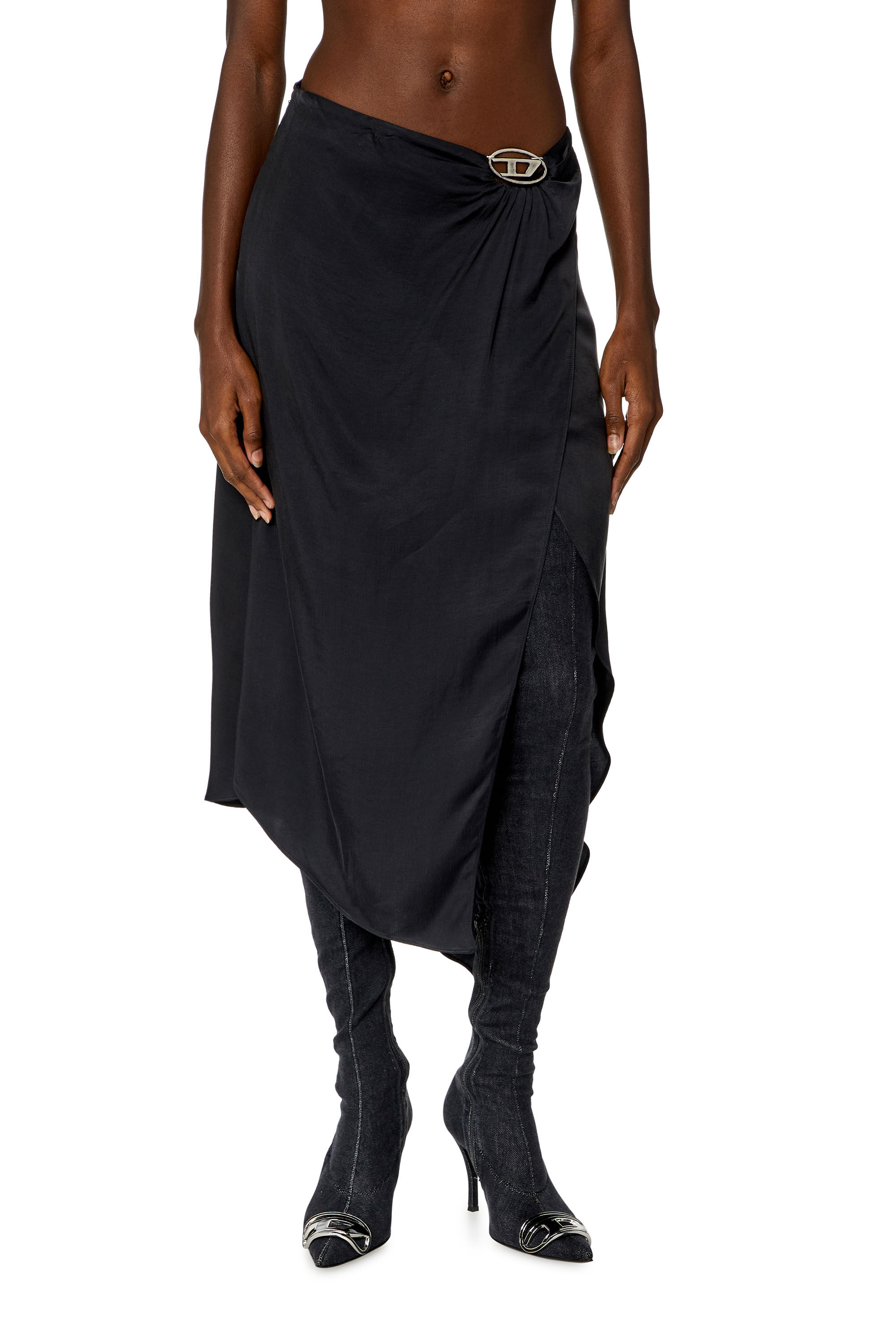 Y's decorative-stitching Midi Skirt | Brown | FARFETCH