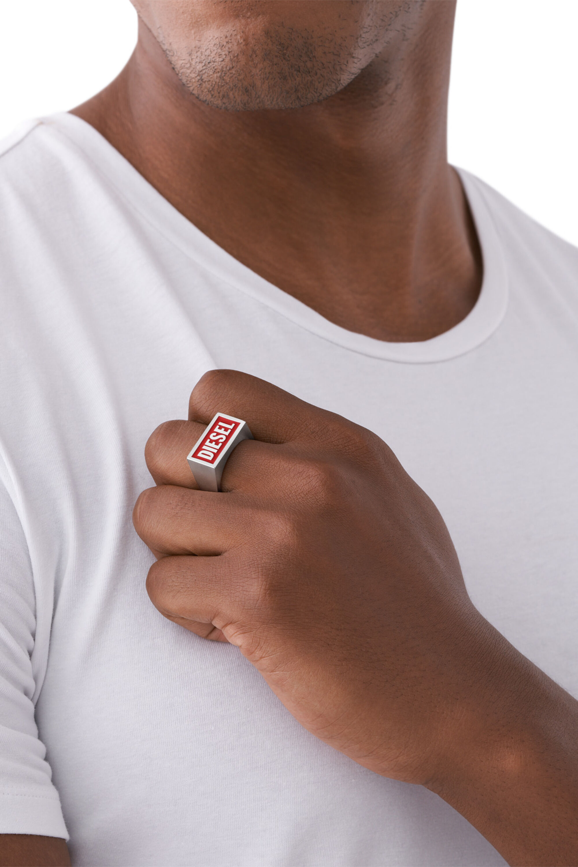 DX1366 Man: Stainless Steel Logo Ring | Diesel