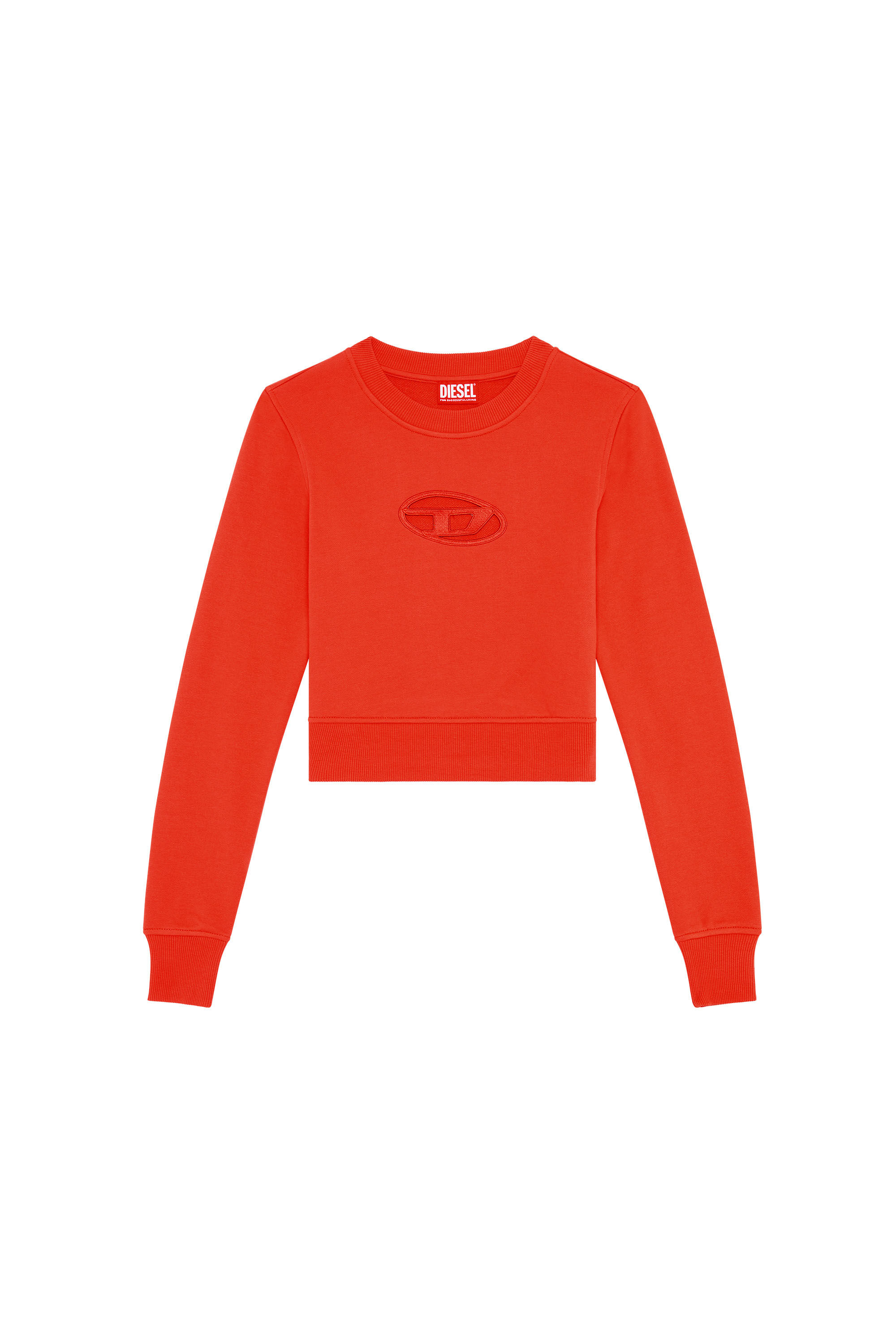 Women's Cropped sweatshirt with cut-out logo | Red | Diesel
