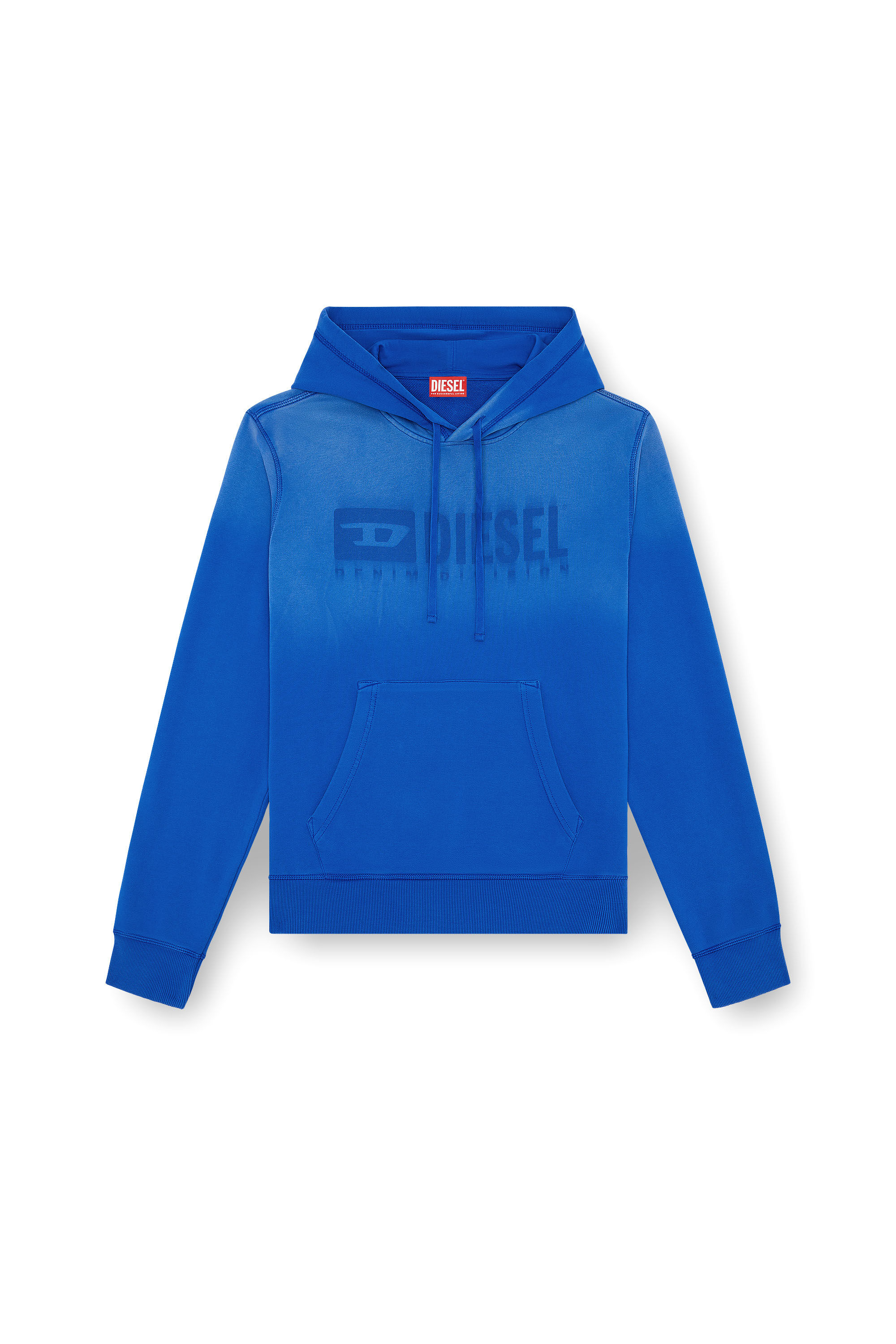 Diesel - S-GINN-HOOD-K44, Man Faded hoodie with Denim Division logo in Blue - Image 2