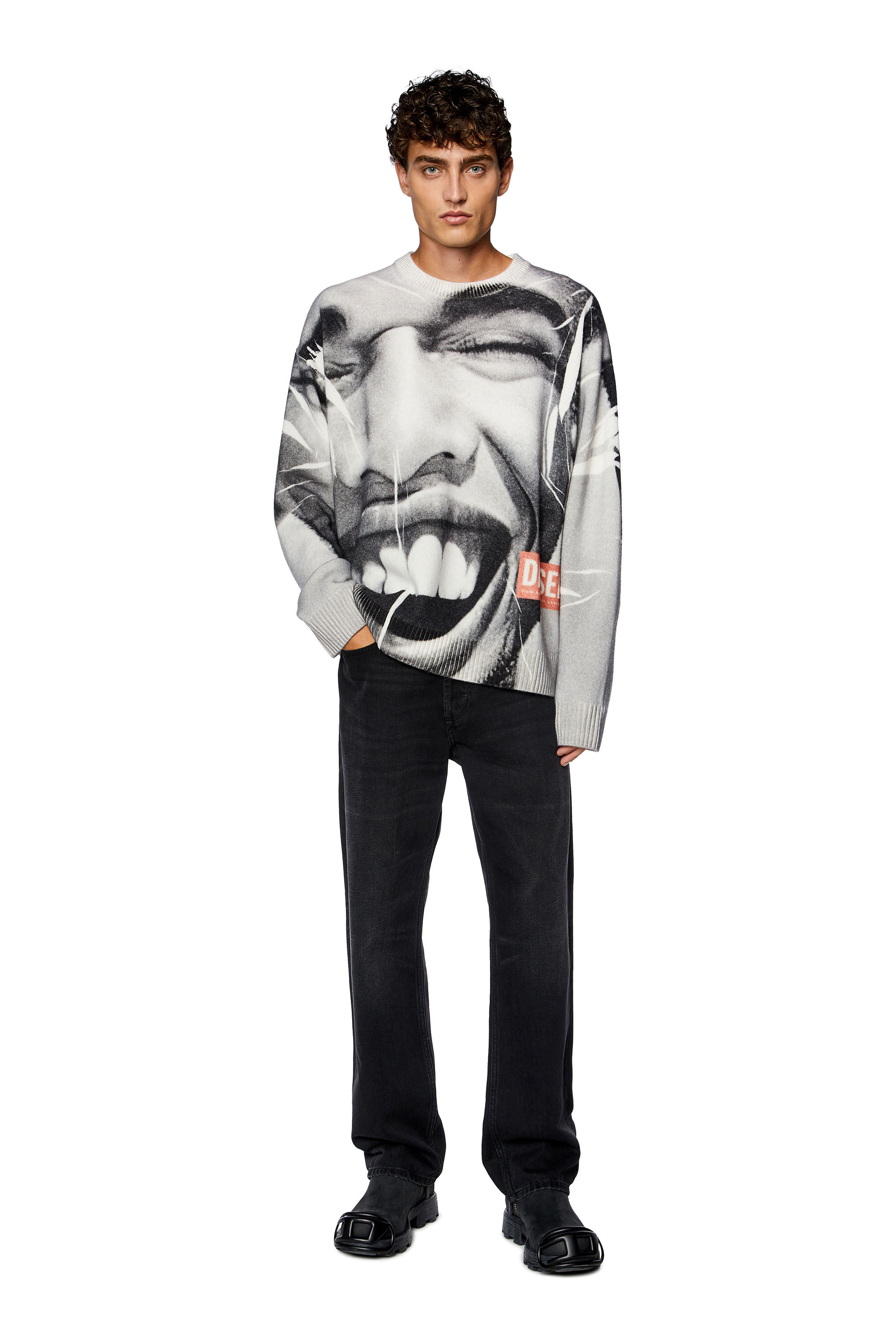 Men's Jumper with all-over smile print | Multicolor | Diesel