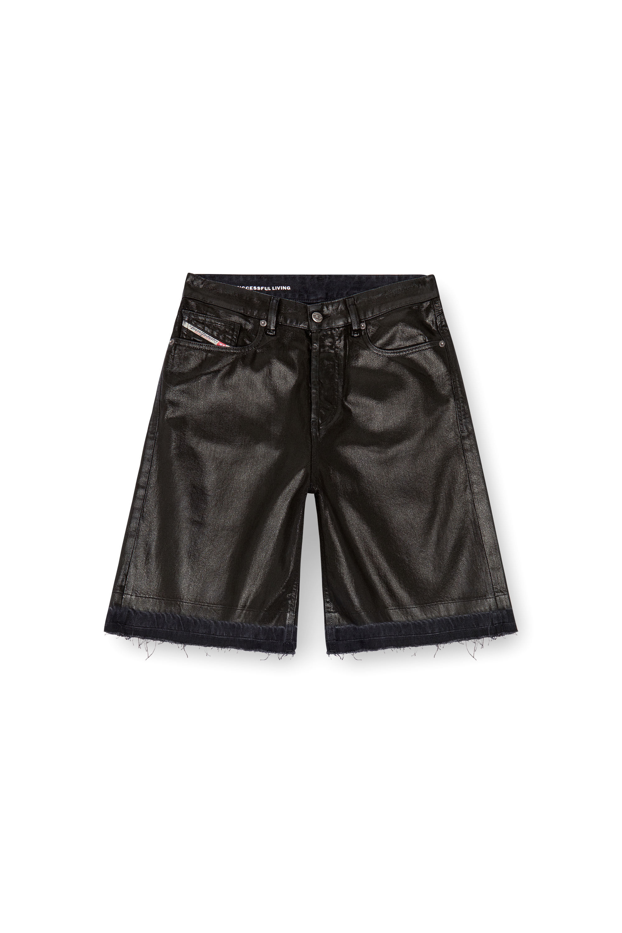 Women s Shorts in coated tailoring denim Black Diesel