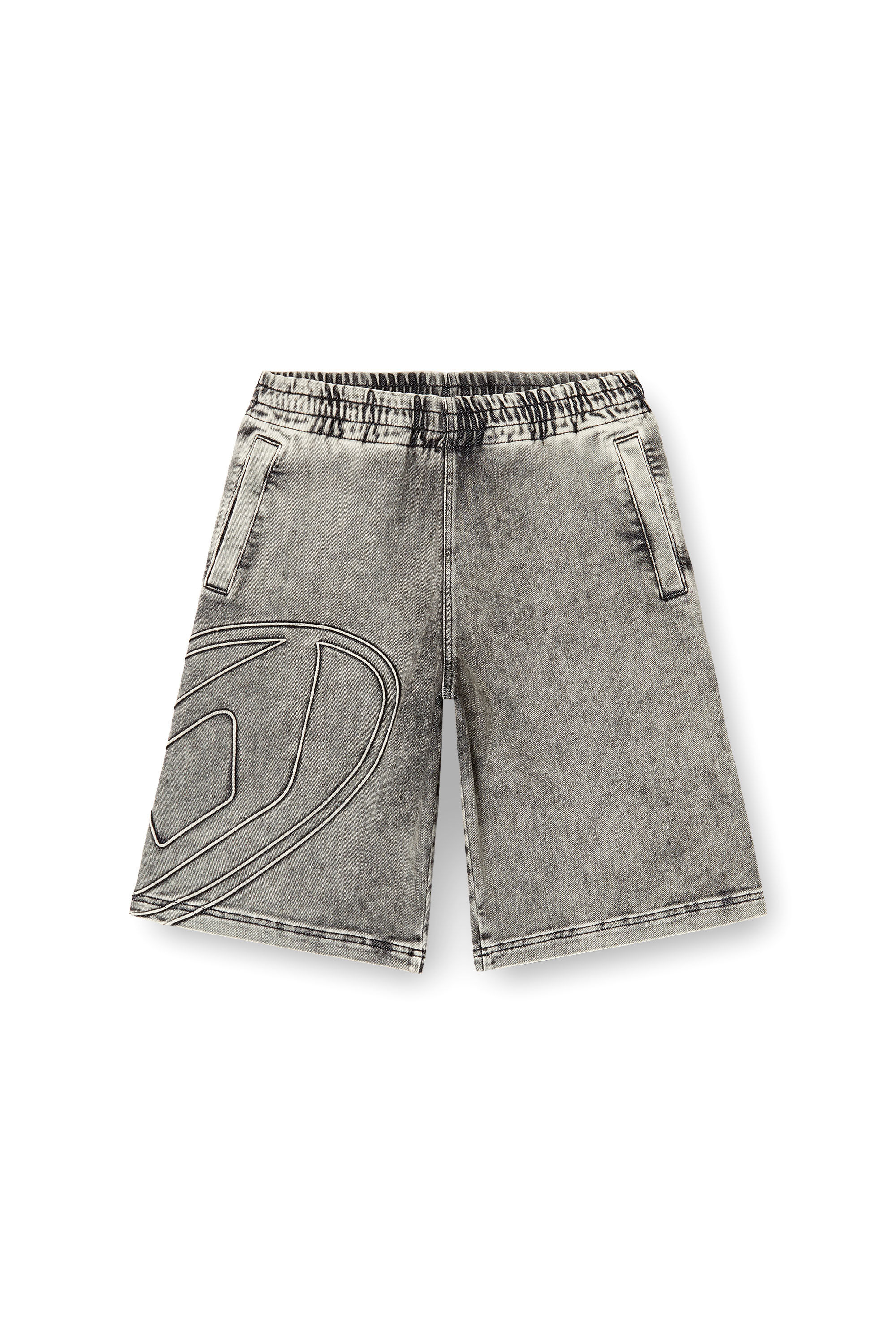 Diesel - D-ENNY-S TRACK, Bermudas Track Denim con Oval D Unisex in Gris - 2