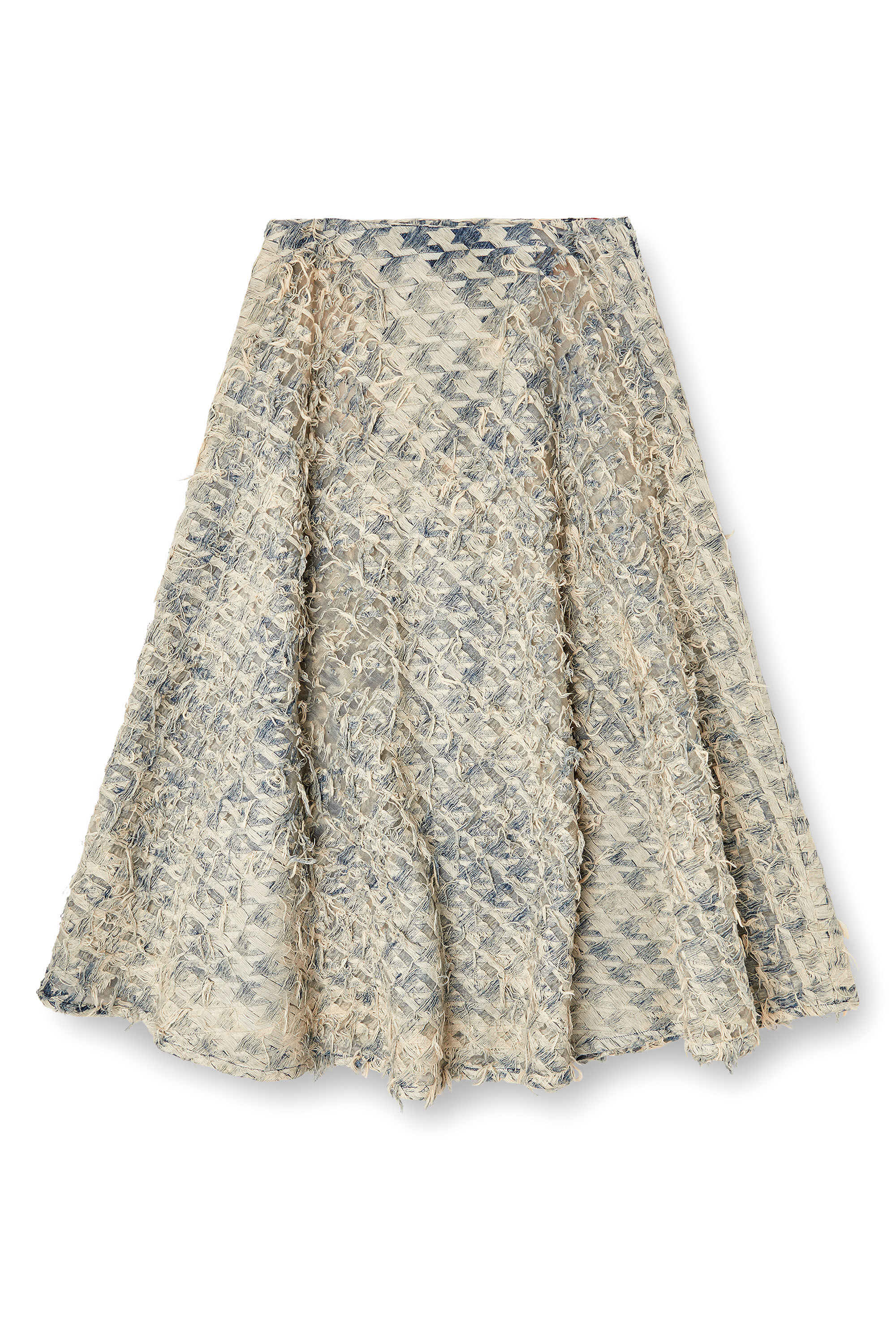 Diesel - DE-ANNINA-FSH, Woman's Long skirt in dévoré houndstooth denim in Light Blue - 2