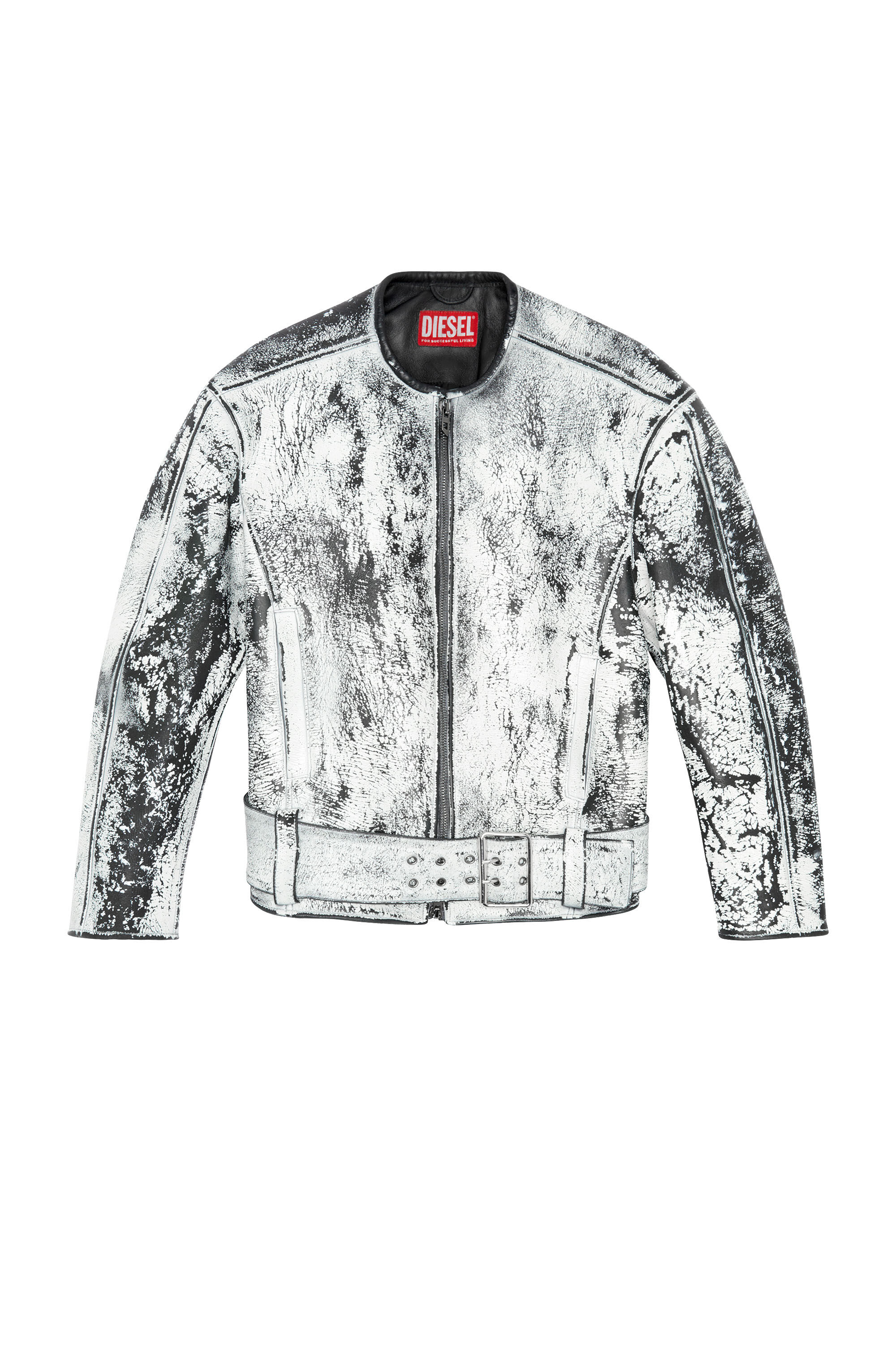 Men's Oversized biker jacket in treated leather | Multicolor