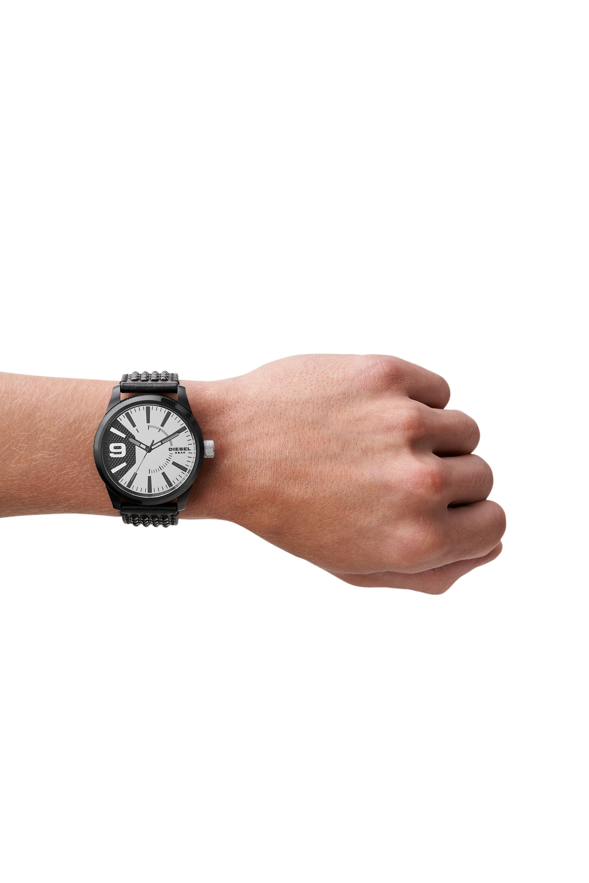 DZ1963 Man Rasp NSBB three hand black leather watch Diesel