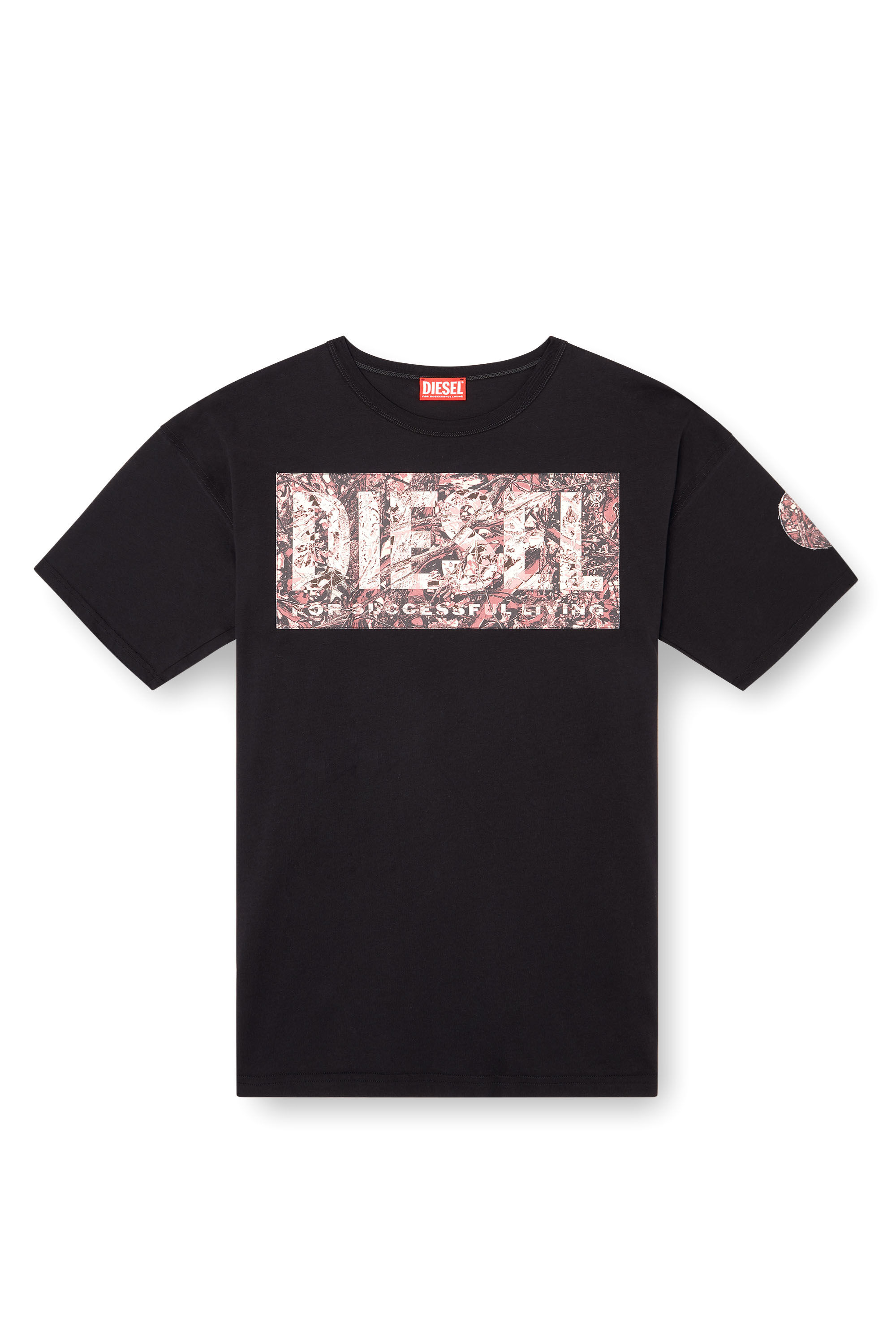 大割引 T-shirt Men's with Diesel | Black | logo patch gabardine large トップス