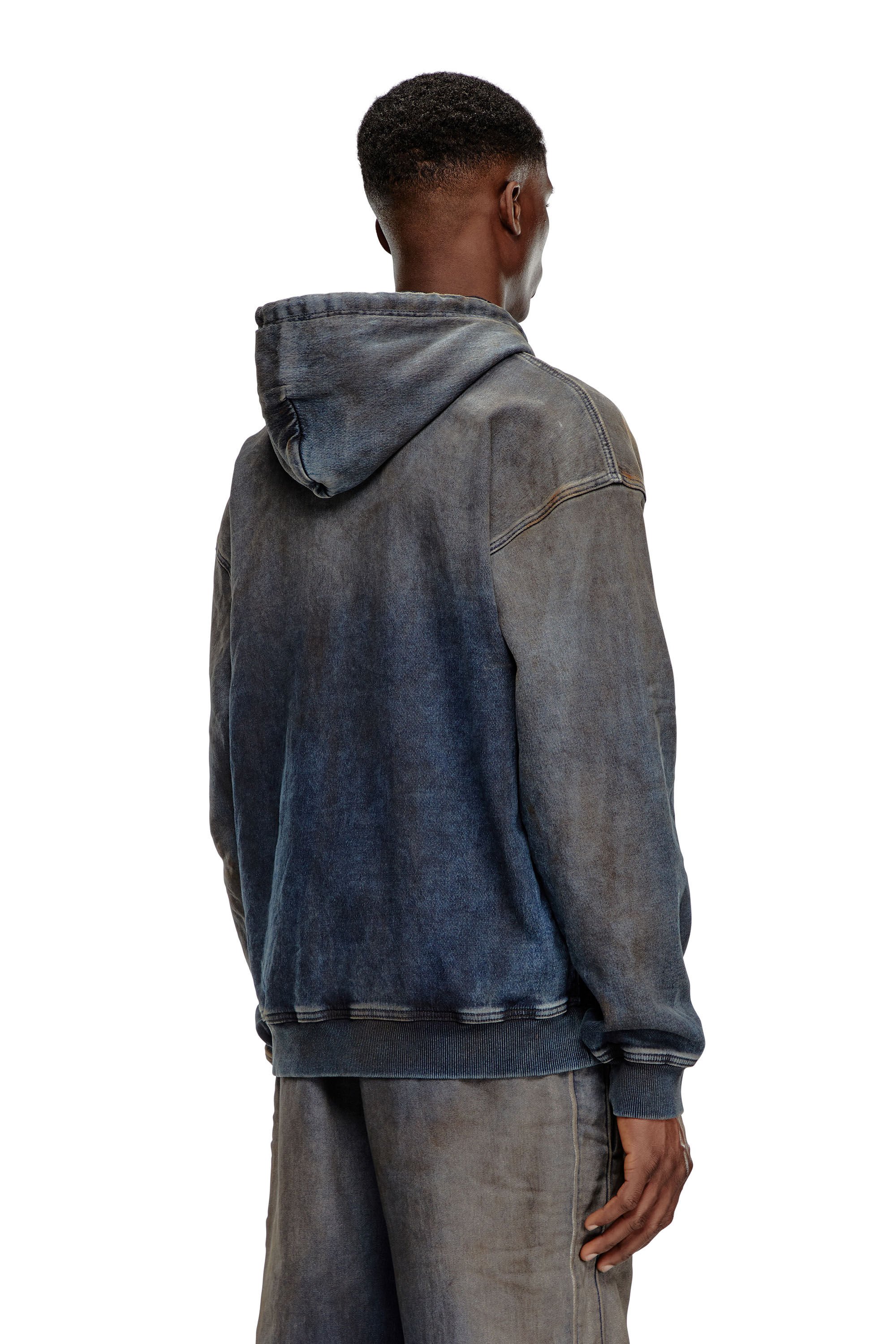 Women's Sweatshirt in distressed Track Denim | Blue | Diesel