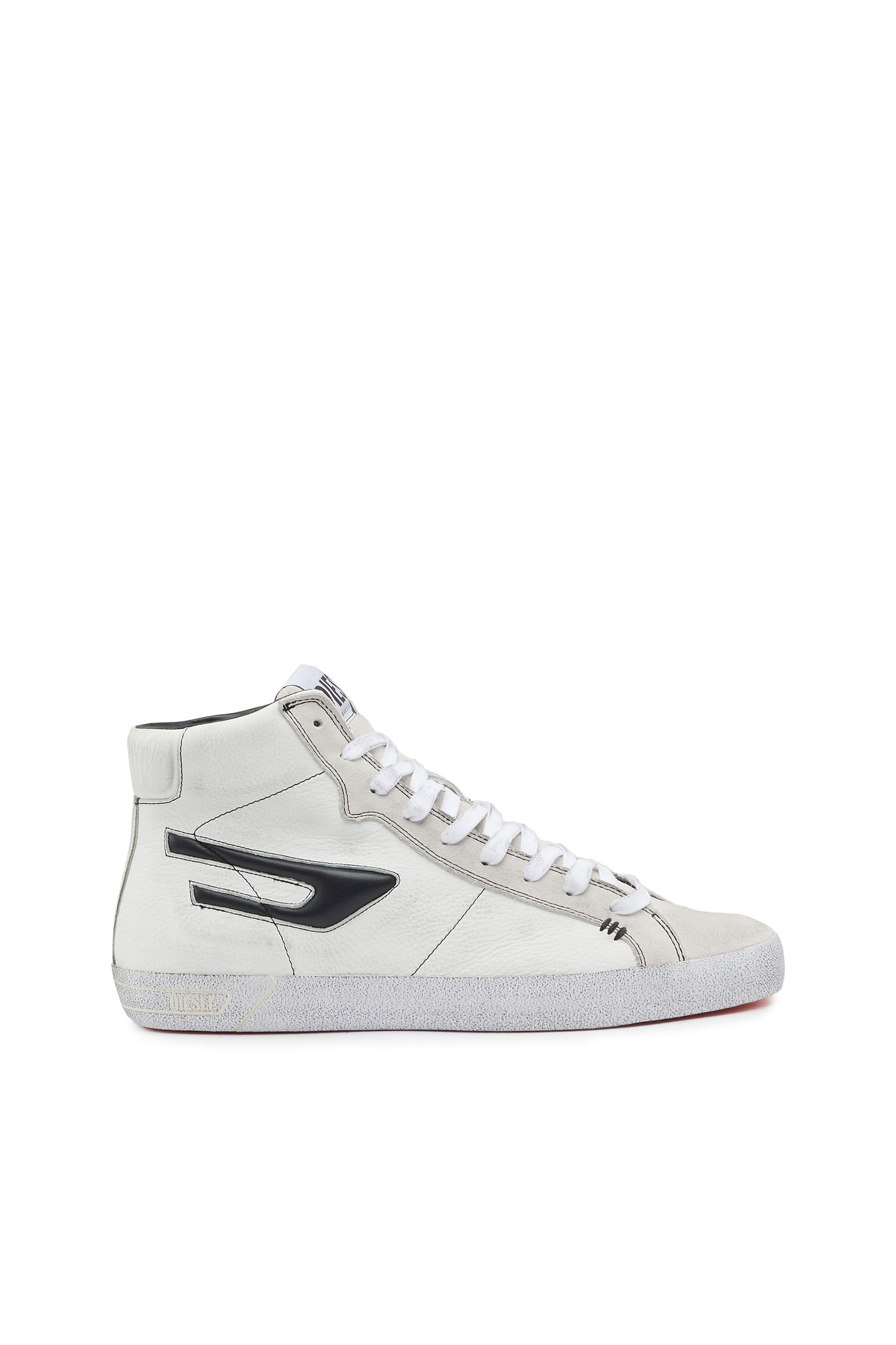 Men's S-Leroji Mid - High-top leather sneakers with D logo | Diesel