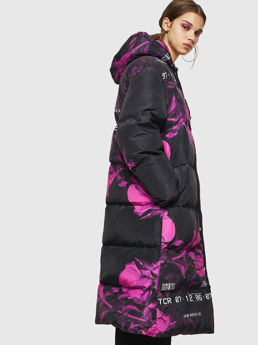W Doryn B Women Puffer Coat With Floral Print Diesel