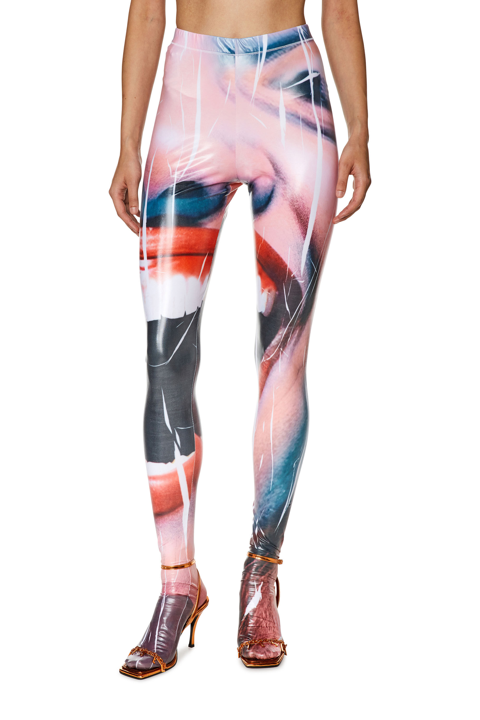 Women's Tights with close-up face print | Pink | Diesel