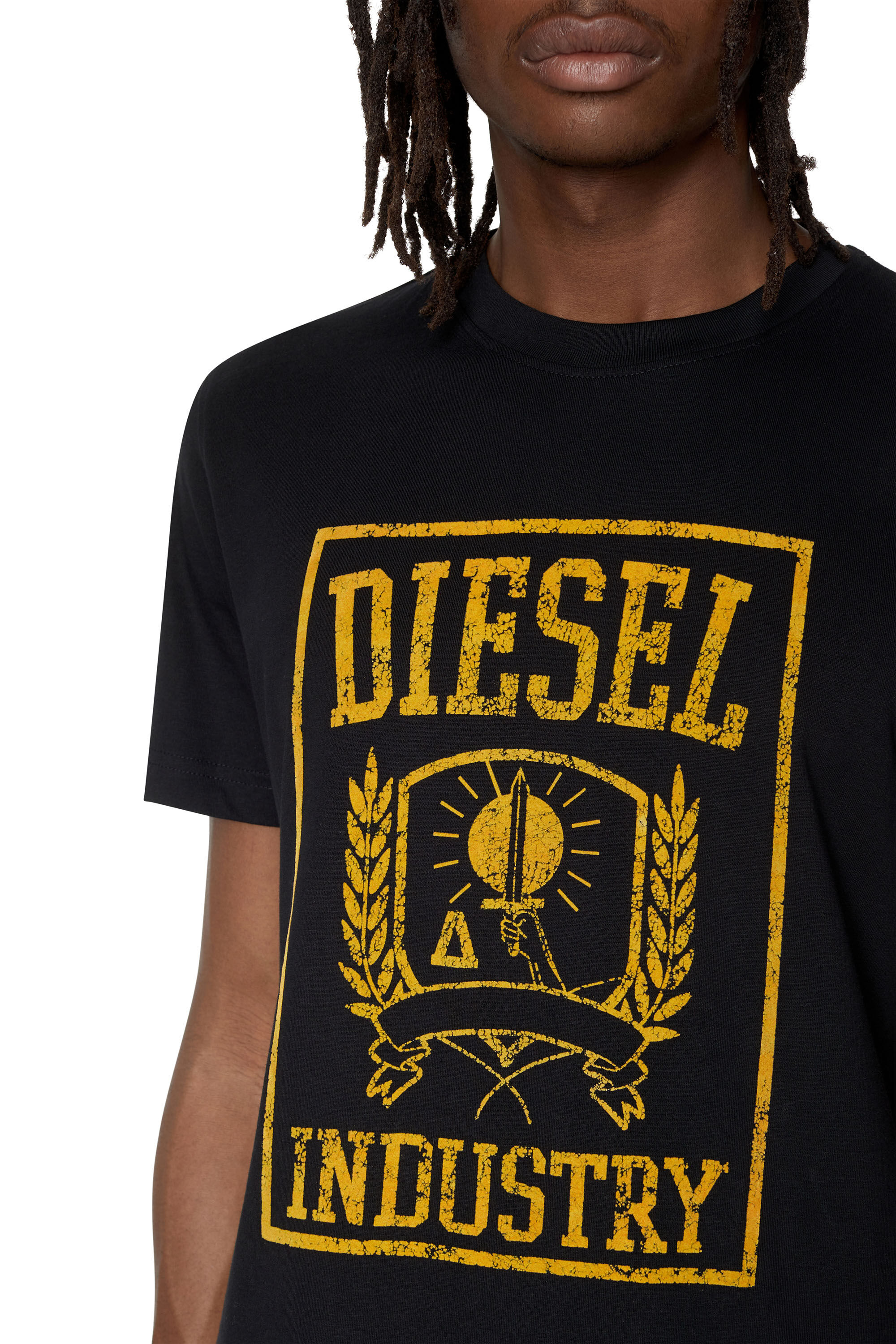関税込【DIESEL】Diegos N29 short sleeve T-shirt★Black★ロゴ T-DIEGOR-E10 Man: T-shirt with flocked logo print | Diesel