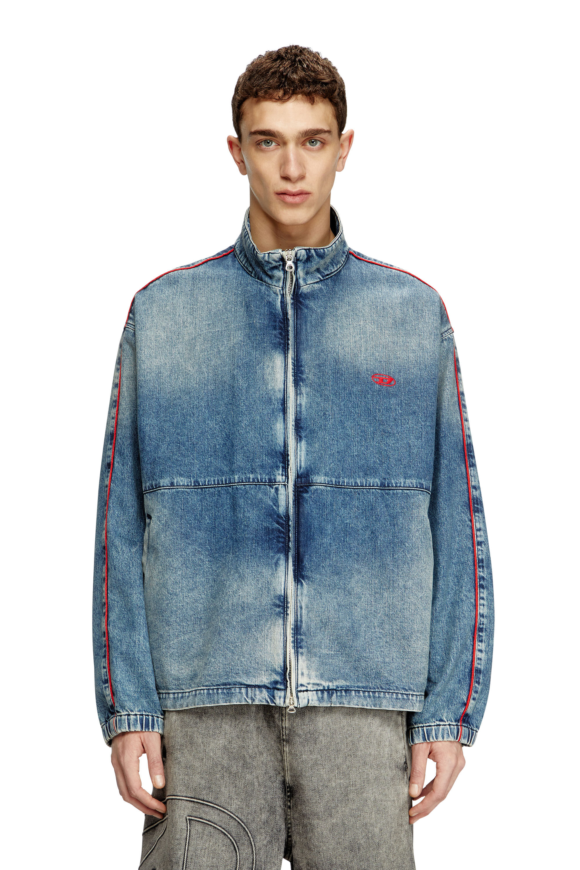 Diesel - D-KRAP-S2, Chaqueta denim con ribetes rojos Hombre in Azul marino - 3