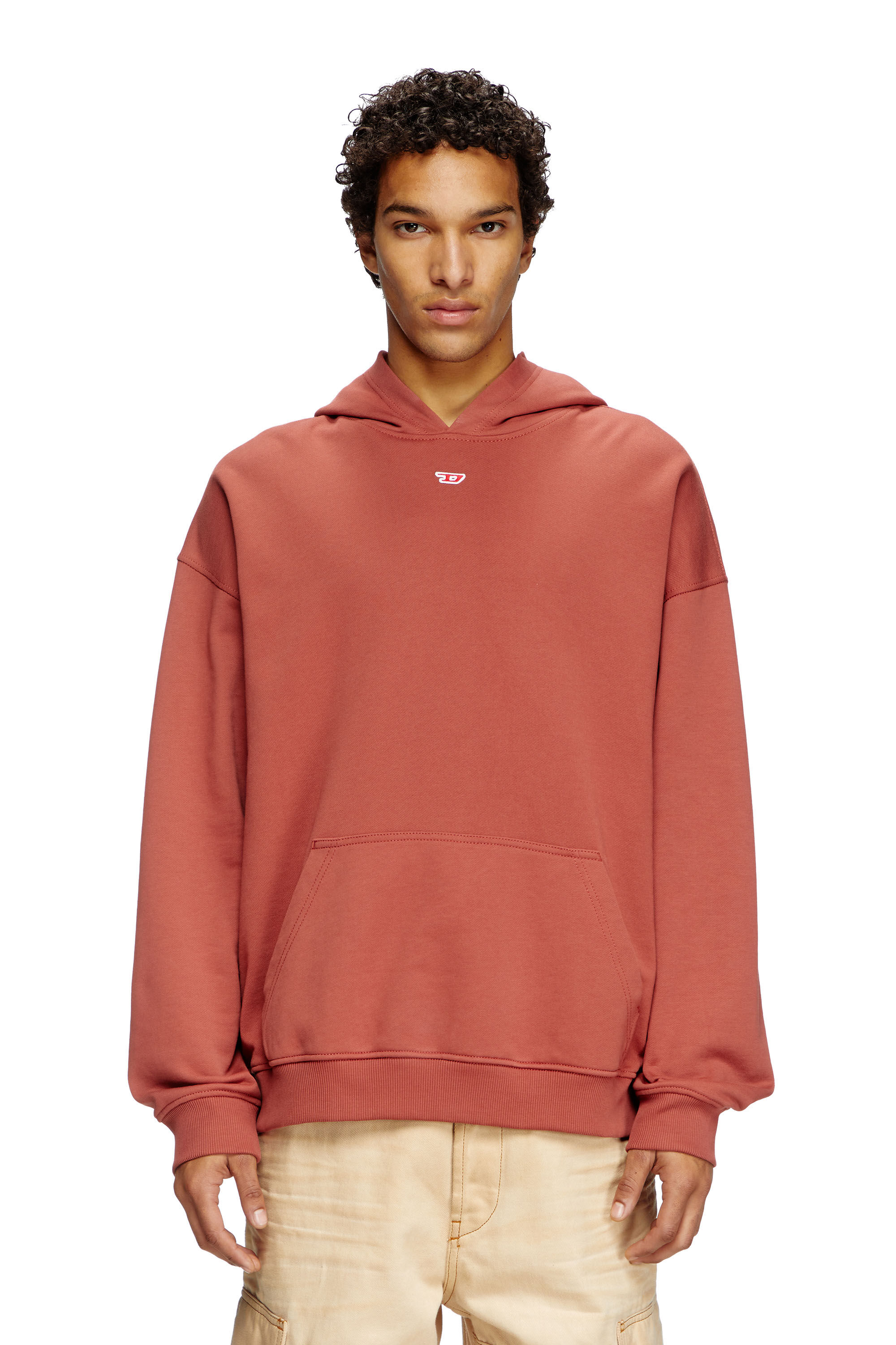 Men's Hoodie with D logo patch | Red | Diesel