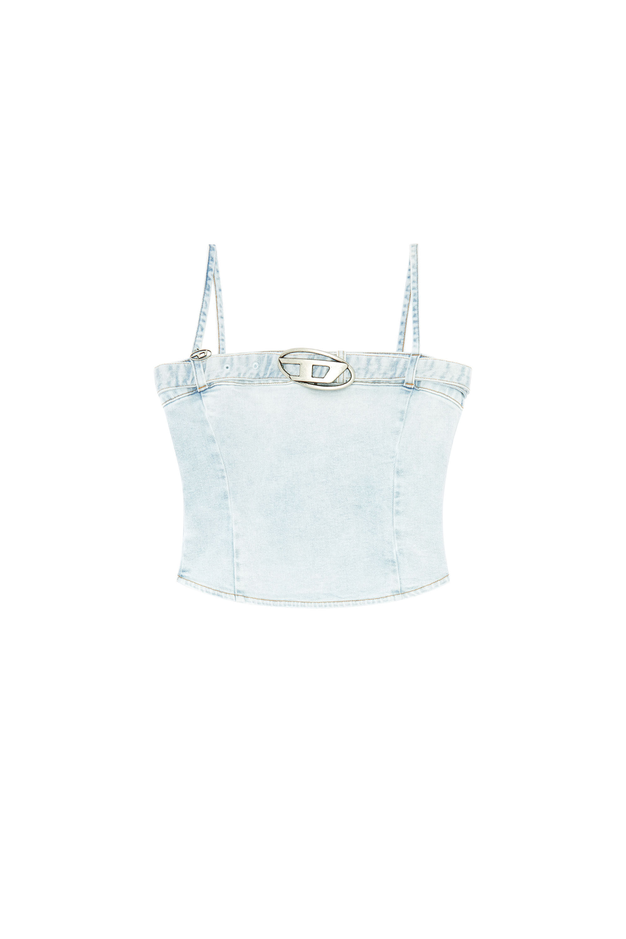 Women's Cropped Denim top with logo belt | Blue | Diesel Denim Set