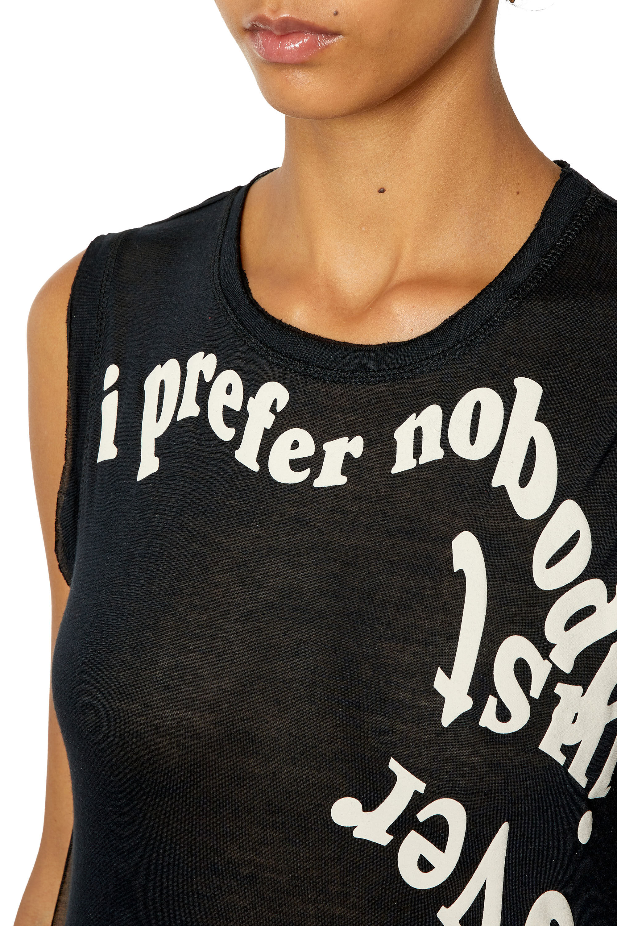 Diesel - T-ODY, Camiseta con tirantes de modal y cachemira con estampados en relieve Mujer in Negro - 4