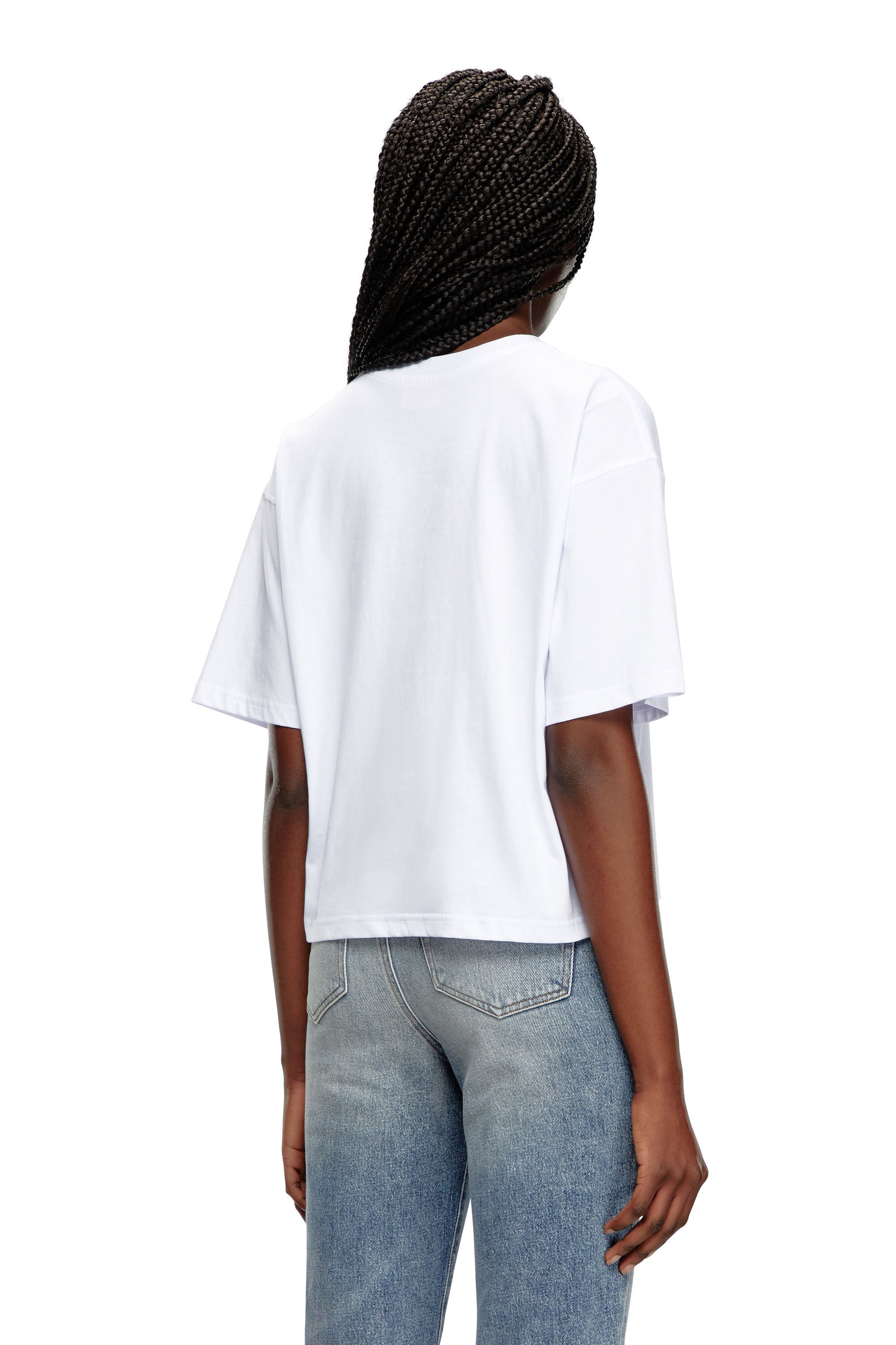 Diesel - T-BUXT-CROP-OD, Mujer Camiseta cuadrada con logotipo Oval D recortado in Blanco - Image 4