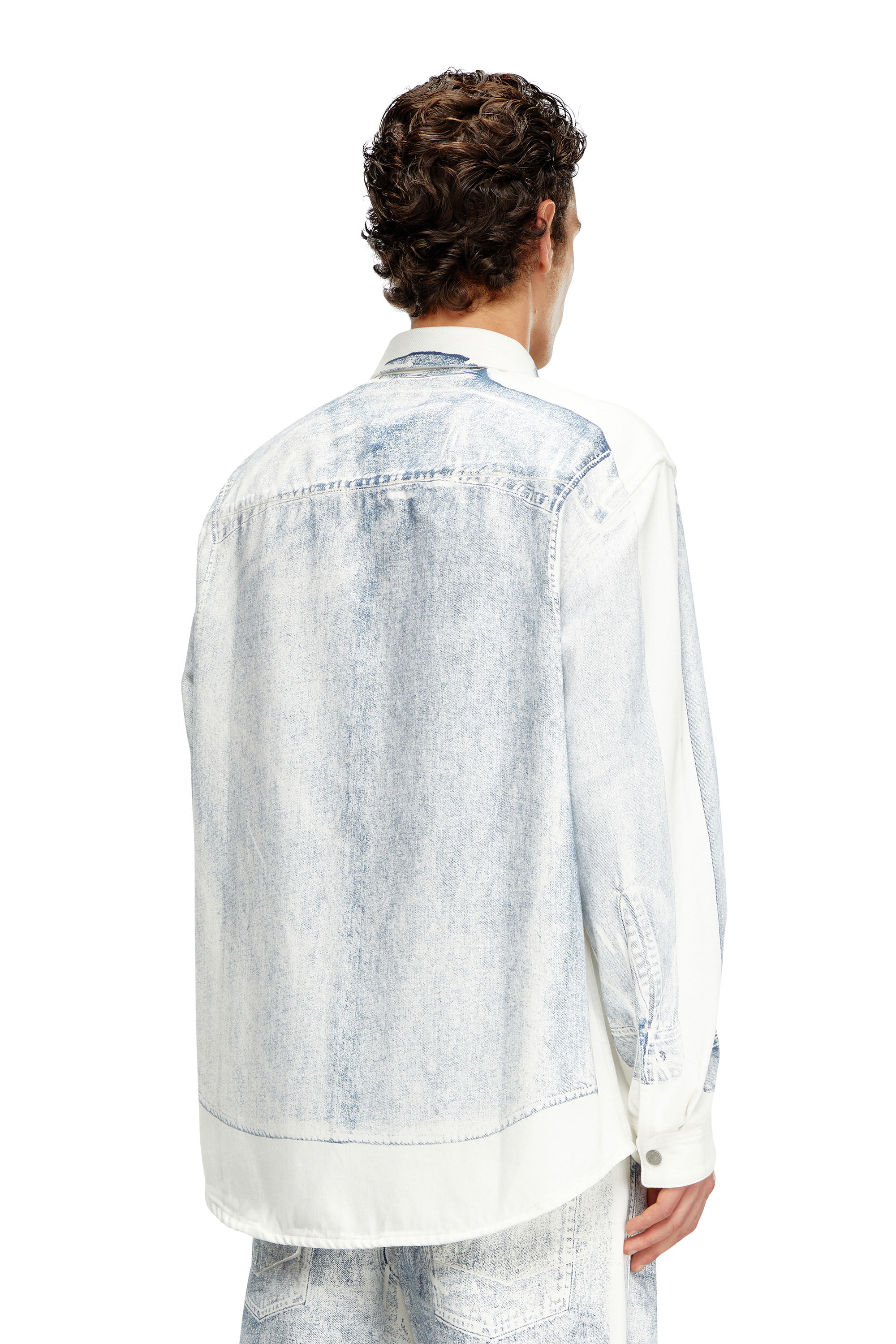 Men's Denim shirt with trompe l'oeil print | Multicolor | Diesel Men's Denim shirt with trompe l'oeil print | Multicolor | Diesel