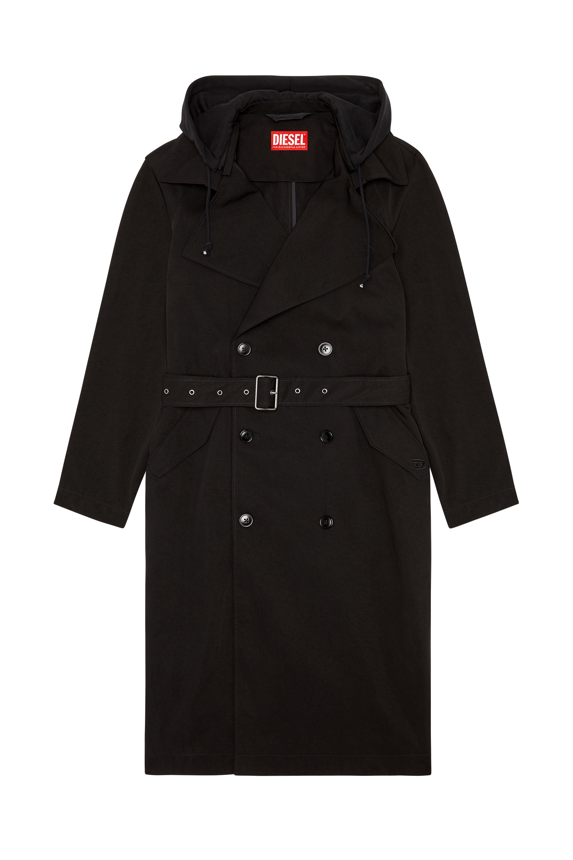 Diesel - J-MATTHEW, Trenca de sarga de nailon con capucha Hombre in Negro - 2