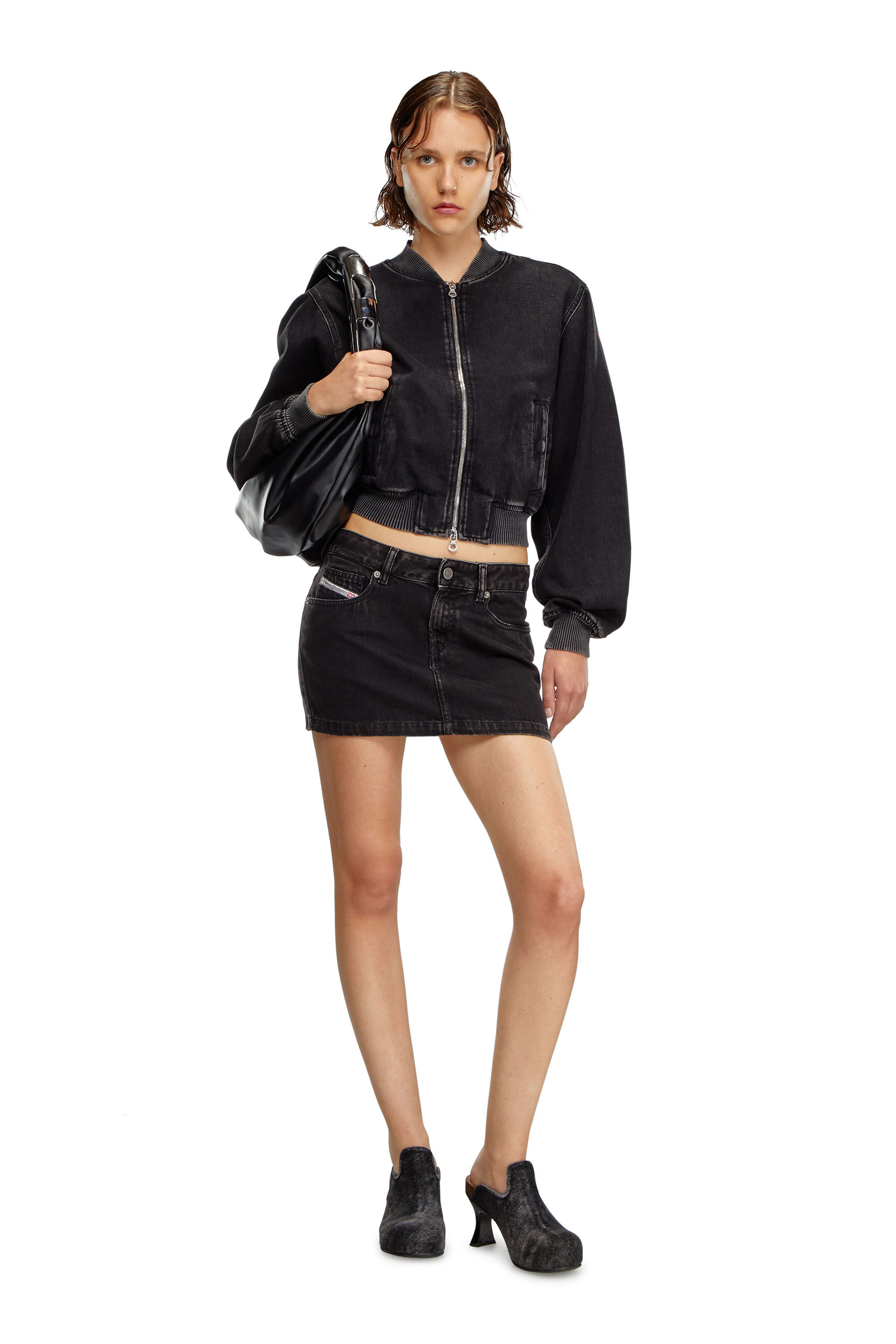 ◆DIESEL◆ DE Ron Denim Skirt Gray A0493509I3502 A0493509I35 Diesel Women's' De-Ron-S2 Denim Mini Skirt in Grey | LN-CC®
