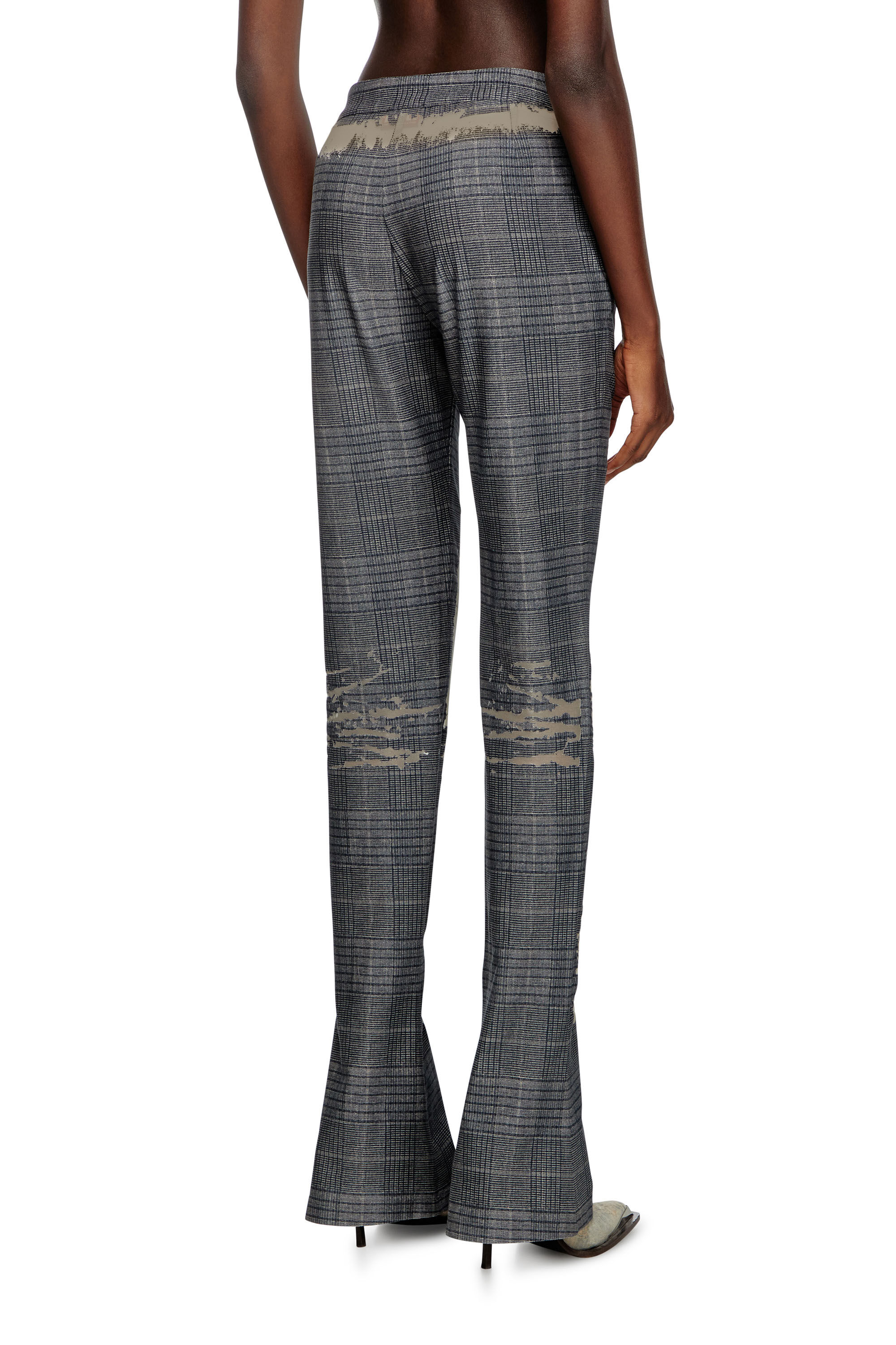 Diesel - P-MINERAL-P2, Woman's Checked pants with devoré sweat stains in Grey - 5