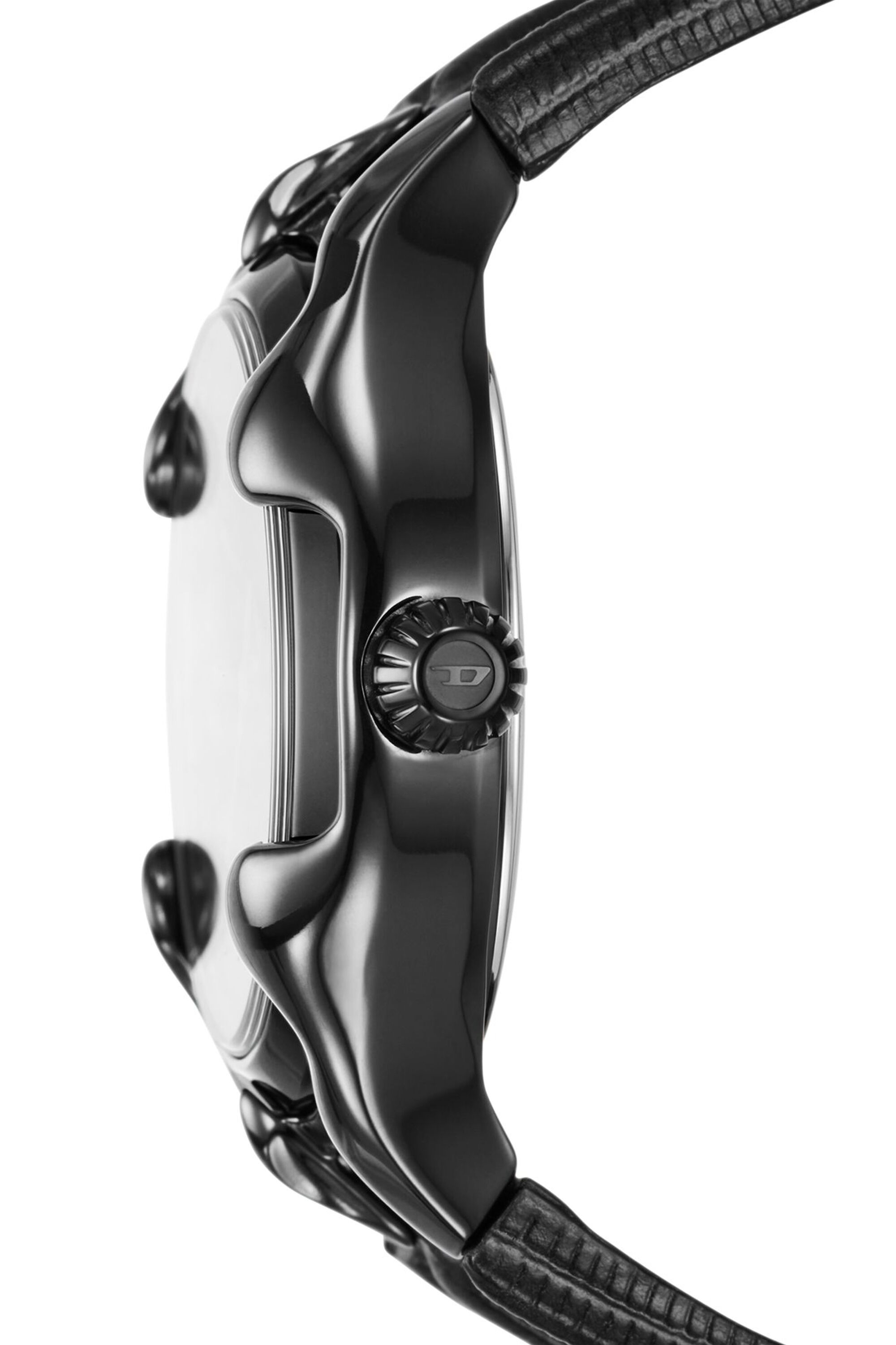 Men's Vert three-hand date black leather watch | Black | Diesel